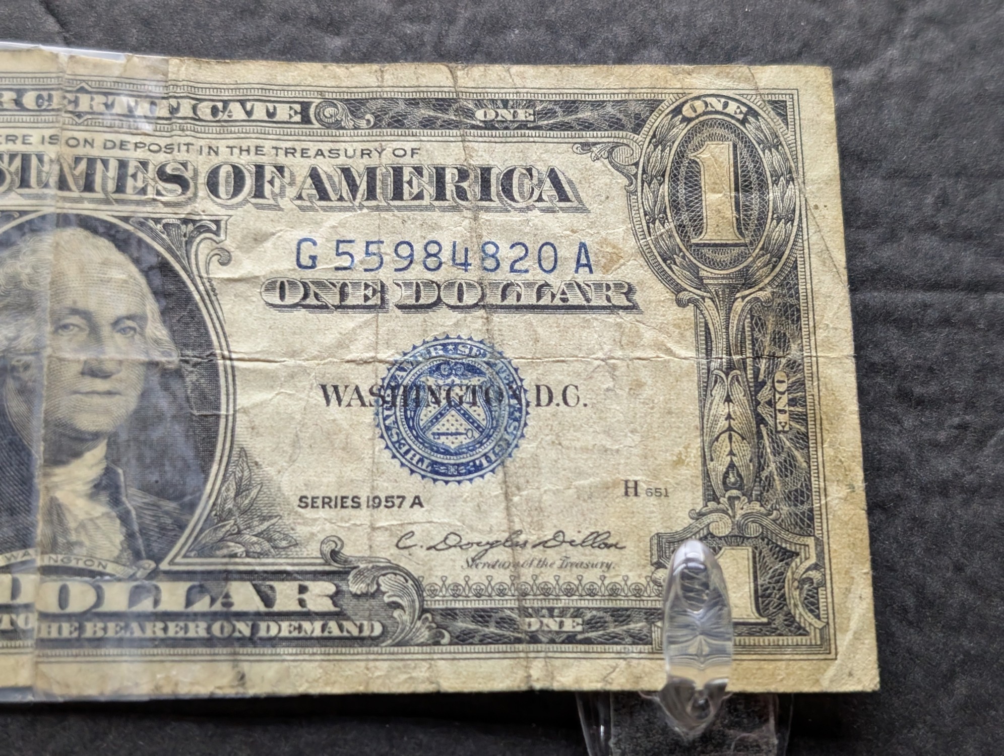 (2) 1957-A US $1 Silver Certificates - Blue Seals, Tape on One