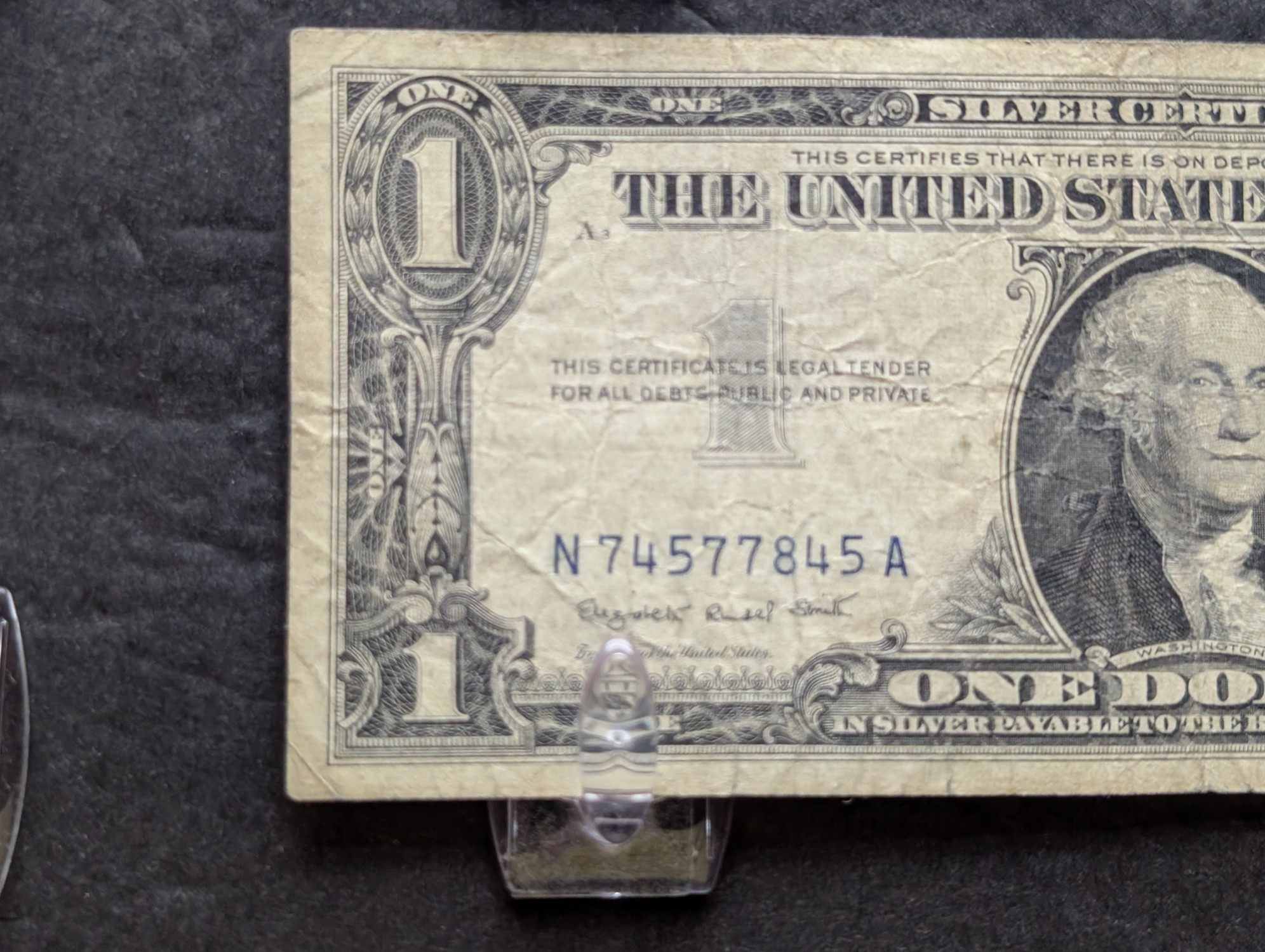 (2) 1957-A US $1 Silver Certificates - Blue Seals, Tape on One