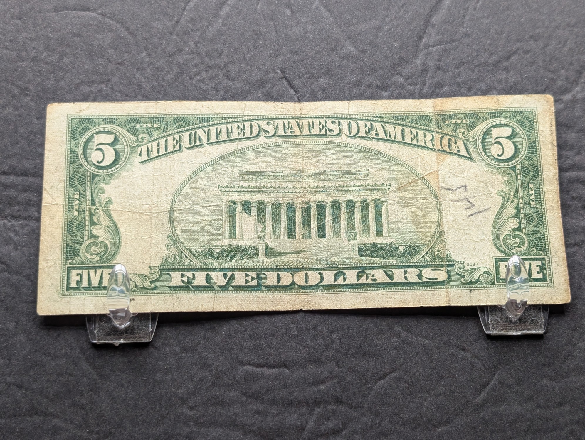 1953 US $5 Silver Certificate, 5-Ones in a row