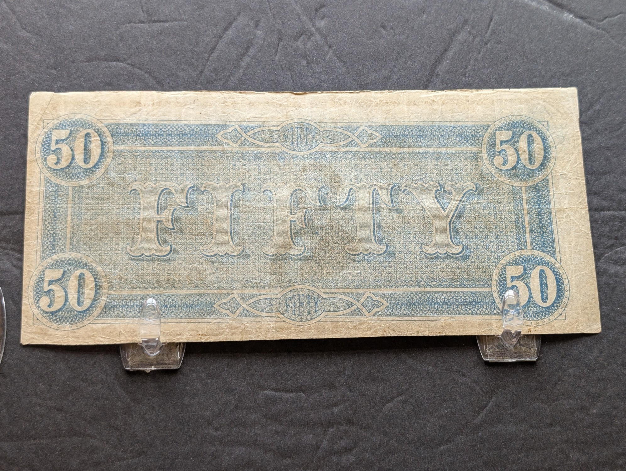 1864 Confederate States of America $50 Note, T-66, Issued in Virginia