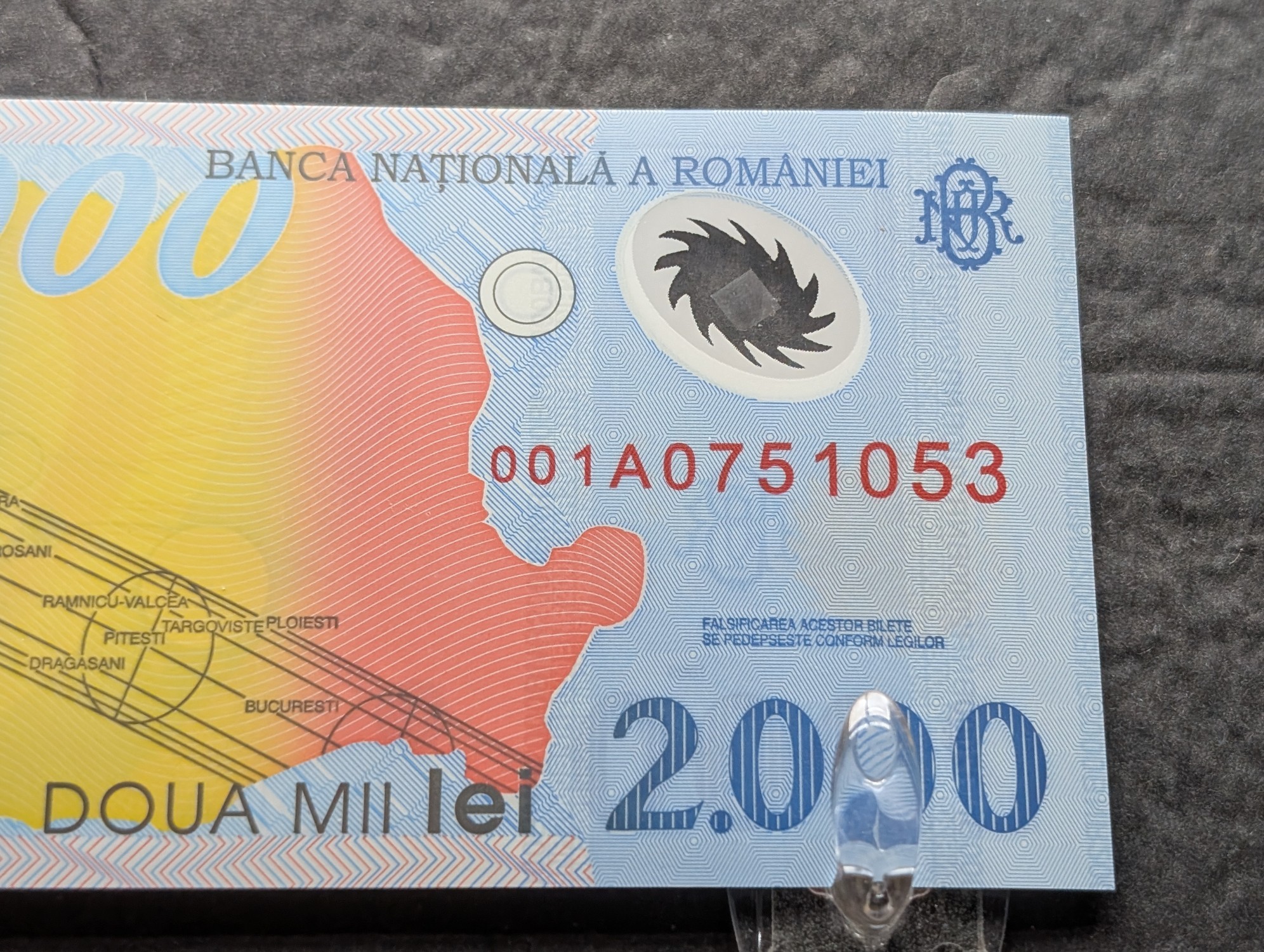 1999 Romania 2,000 Lei Commemorative Polymer Banknote - Total Solar Eclipse