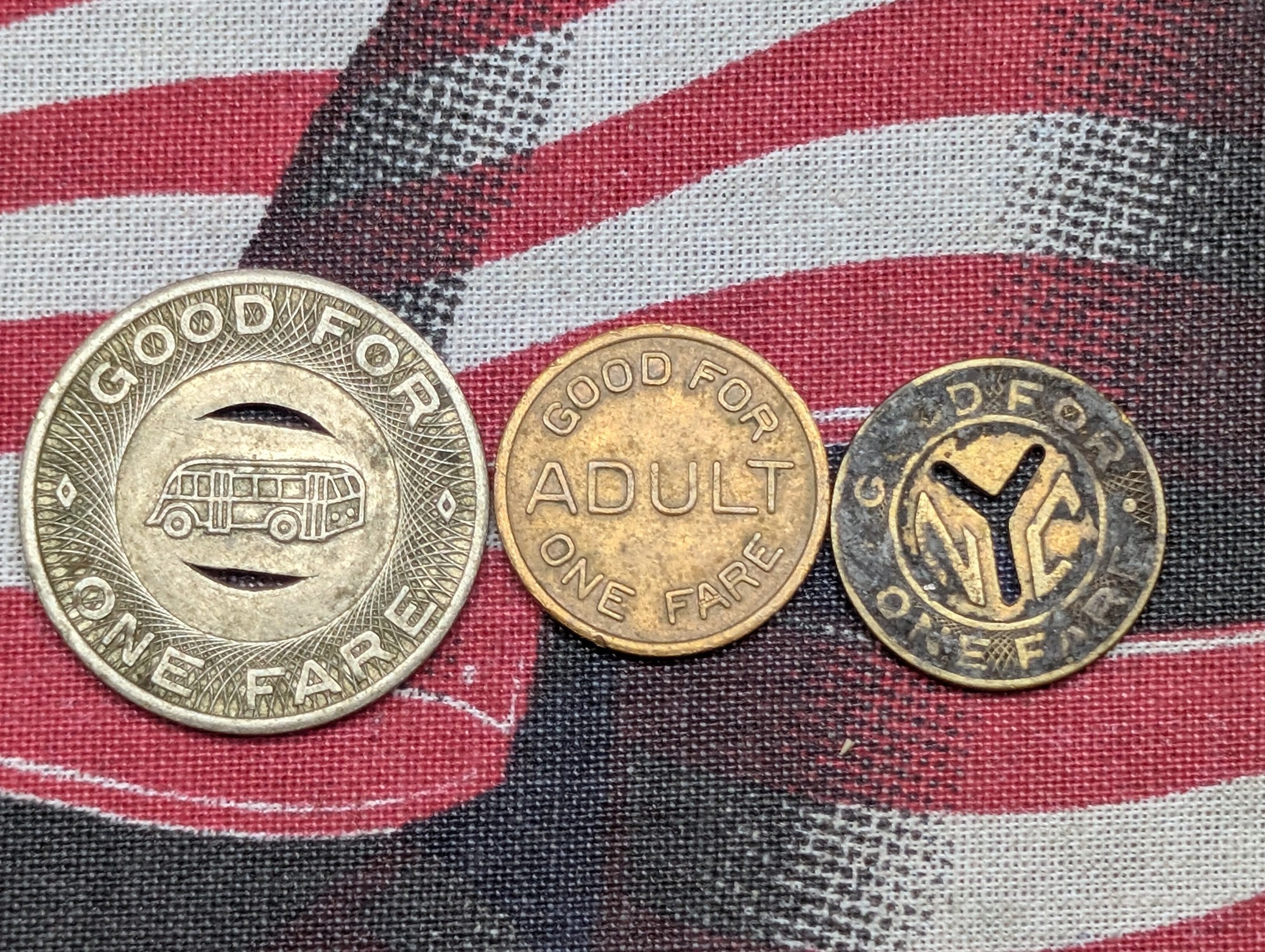 (6) Assorted US Municipal Transit Fare Tokens, Mixed Dates