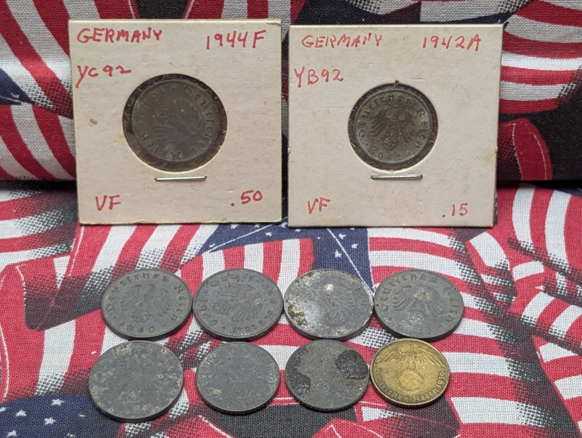 (10) 1939-1944 German Wartime 5 and 10 Reichspfennig Coins