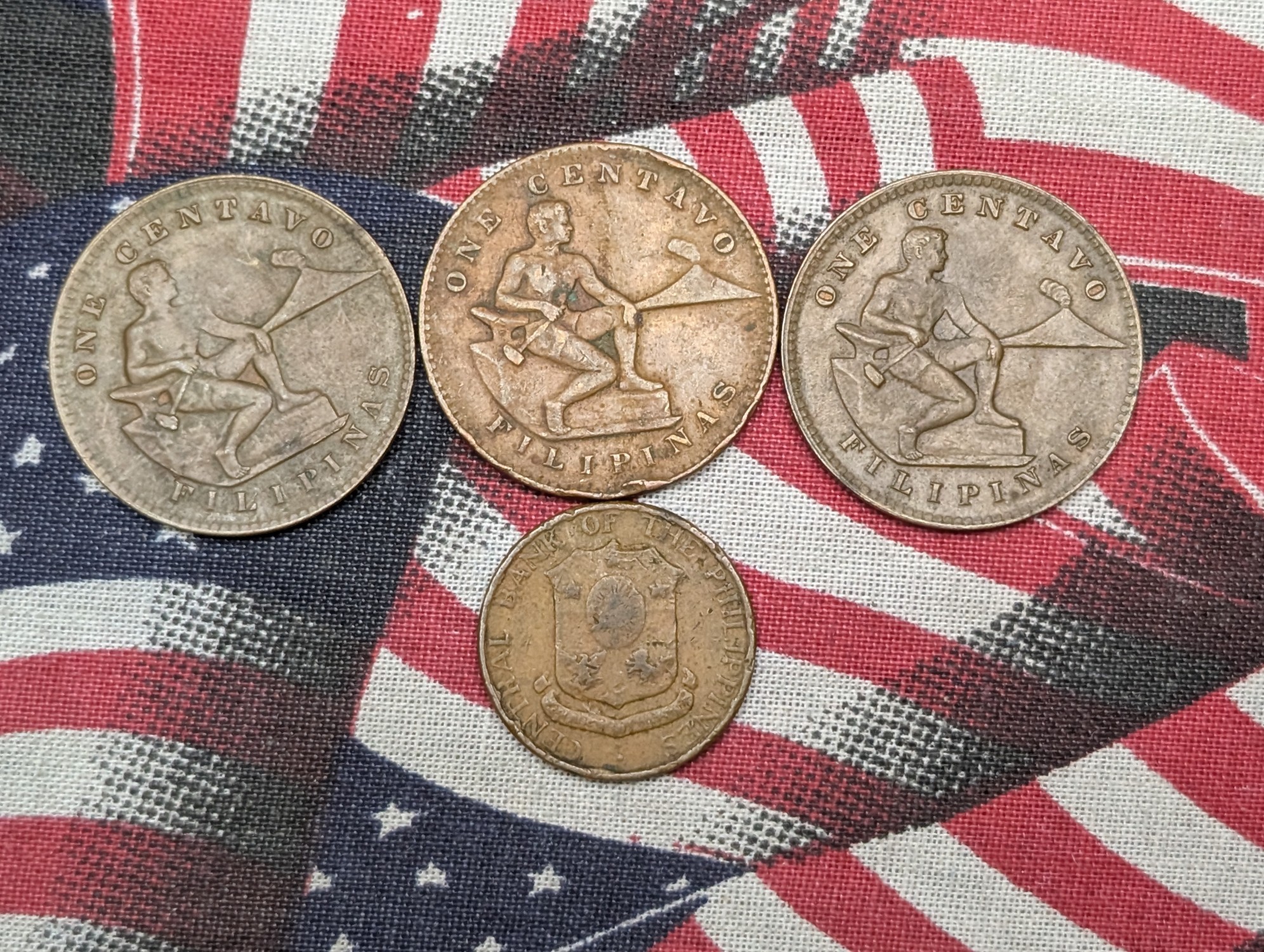 1917-S, 1938, 1944 Wartime & 1963 Philippines Centavo and Five Centavos