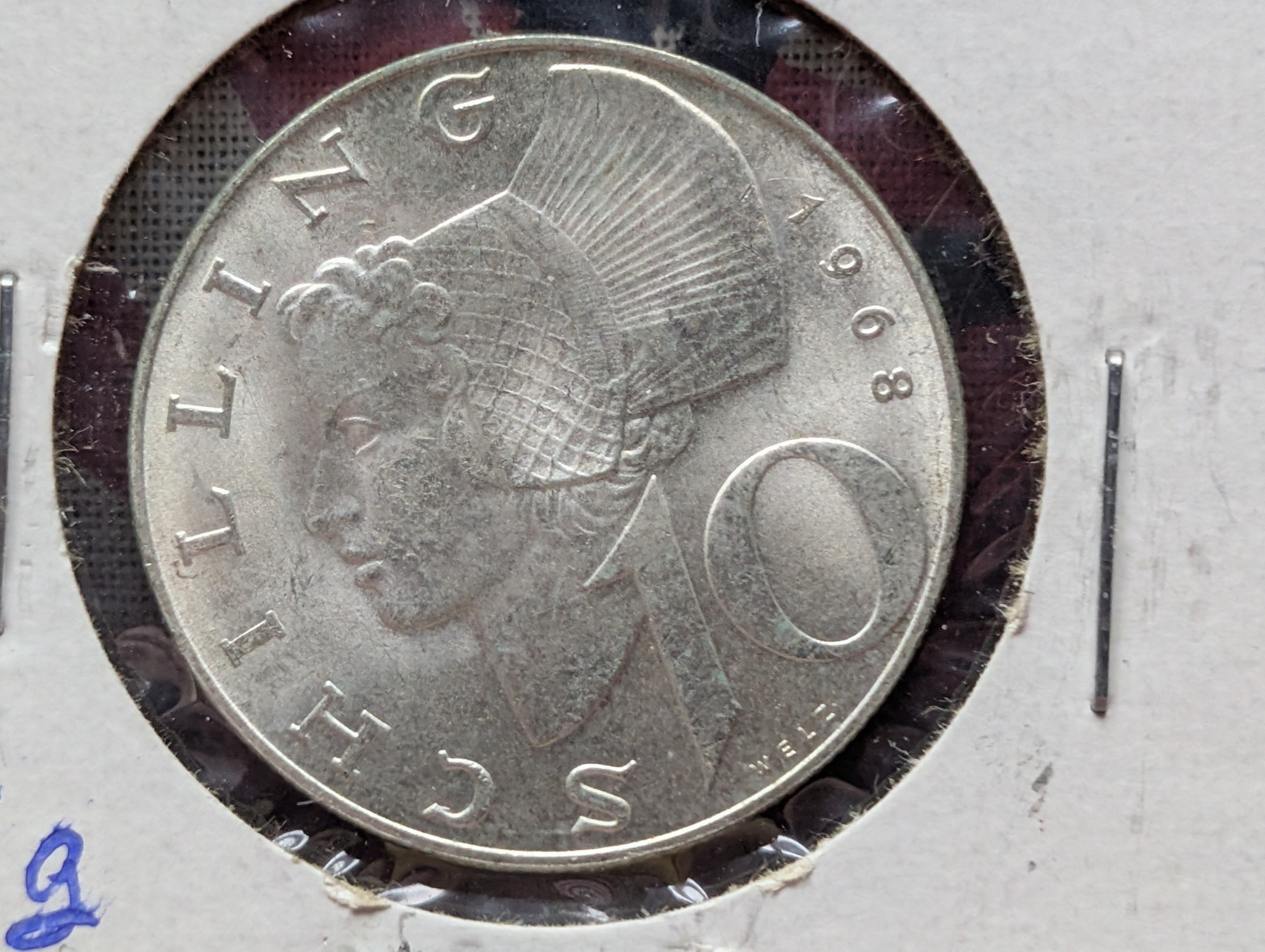 1968 Austria 10 Schilling, .640 Fine Silver, KM-2882