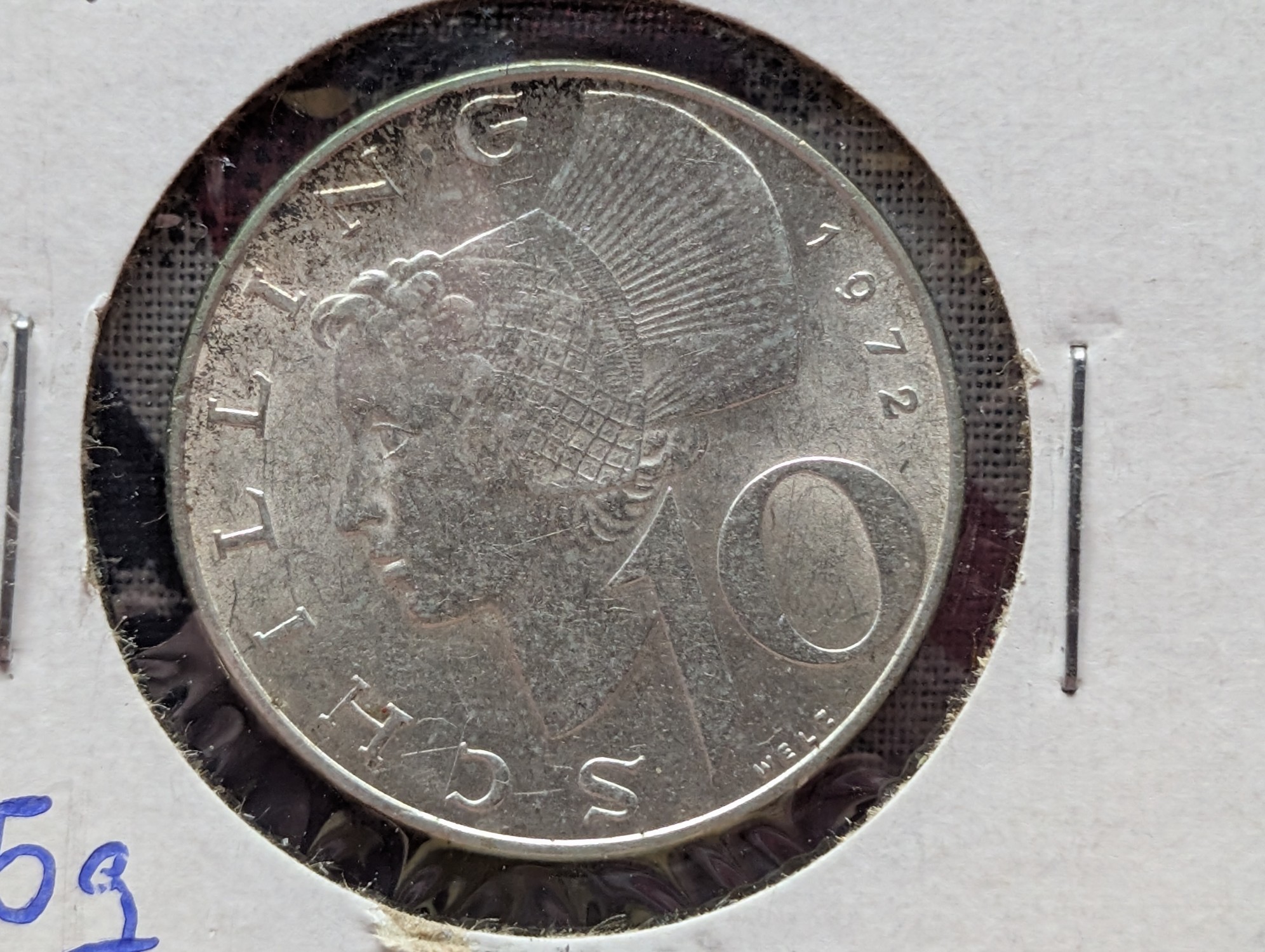 1972 Austria 10 Schilling, .640 Silver, KM# 2882, XF - 7.5 Grams
