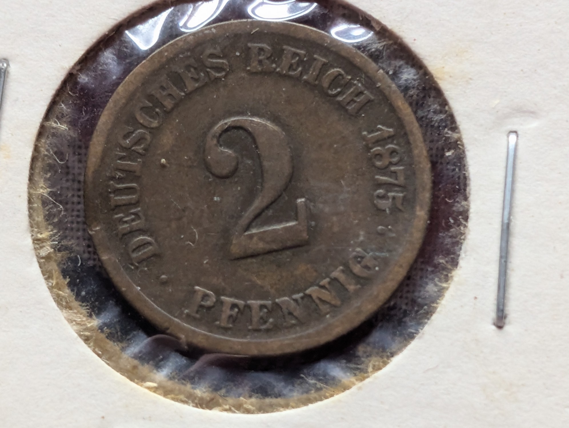 1875-H United Kingdom Farthing and Germany 1875-F 2 Pfennig Bronze & 1875-E 10 Pfennig Cupro-Nickel