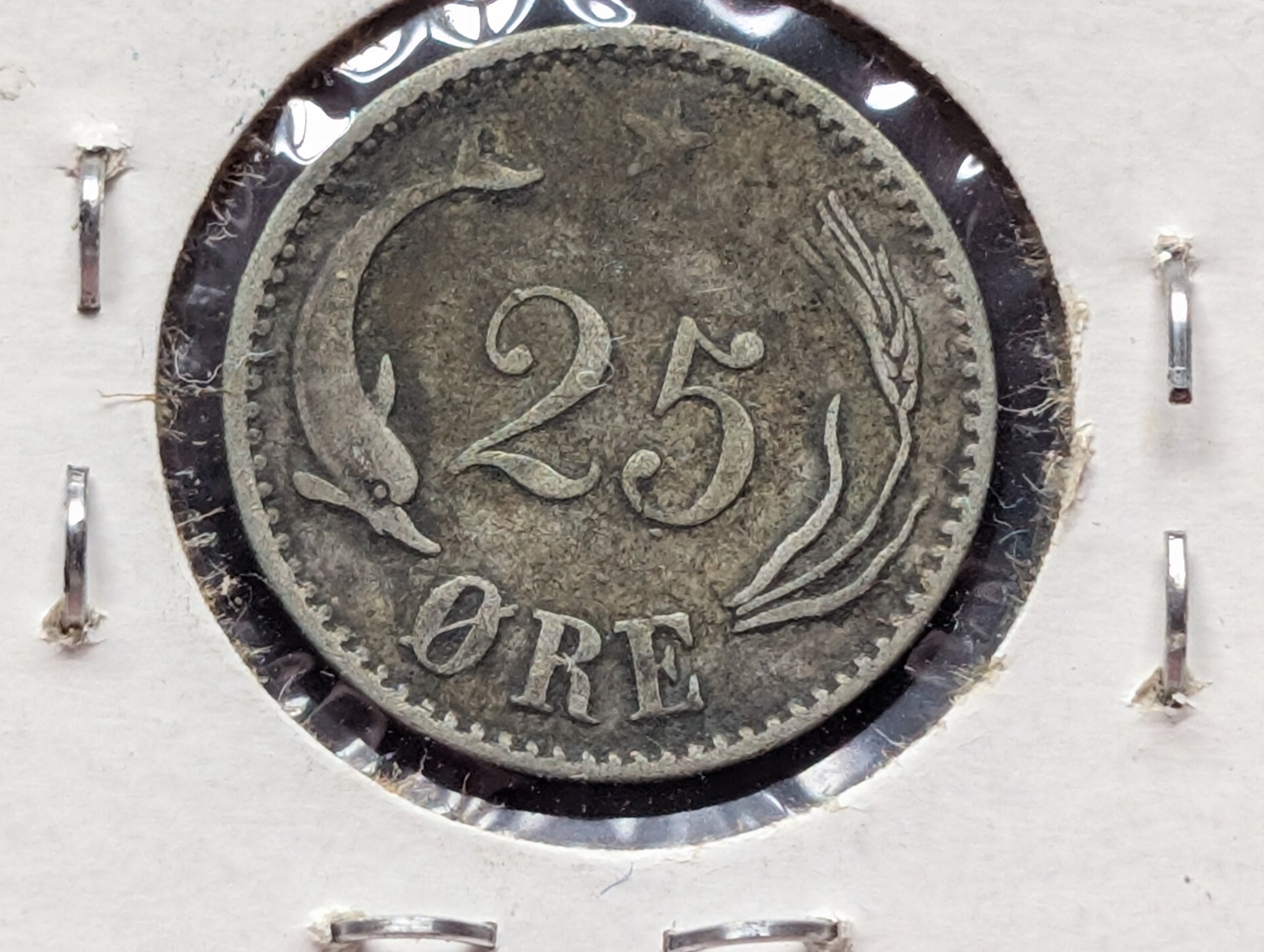 1874 Denmark 25 Øre, .600 Silver, KM 796.1, 2.42 Grams