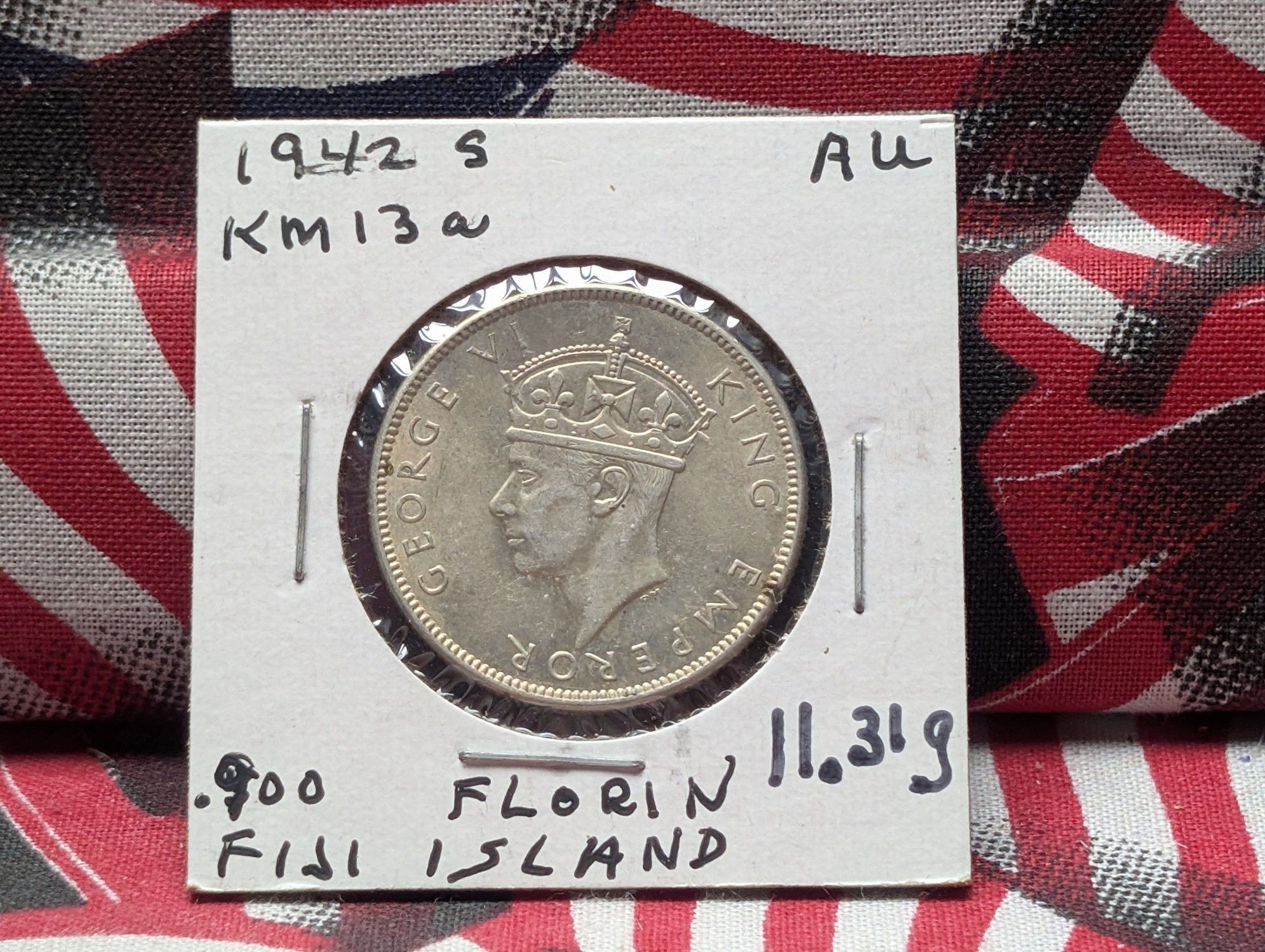 1942-S Fiji Island Wartime Florin, .900 Fine Silver, KM-13a