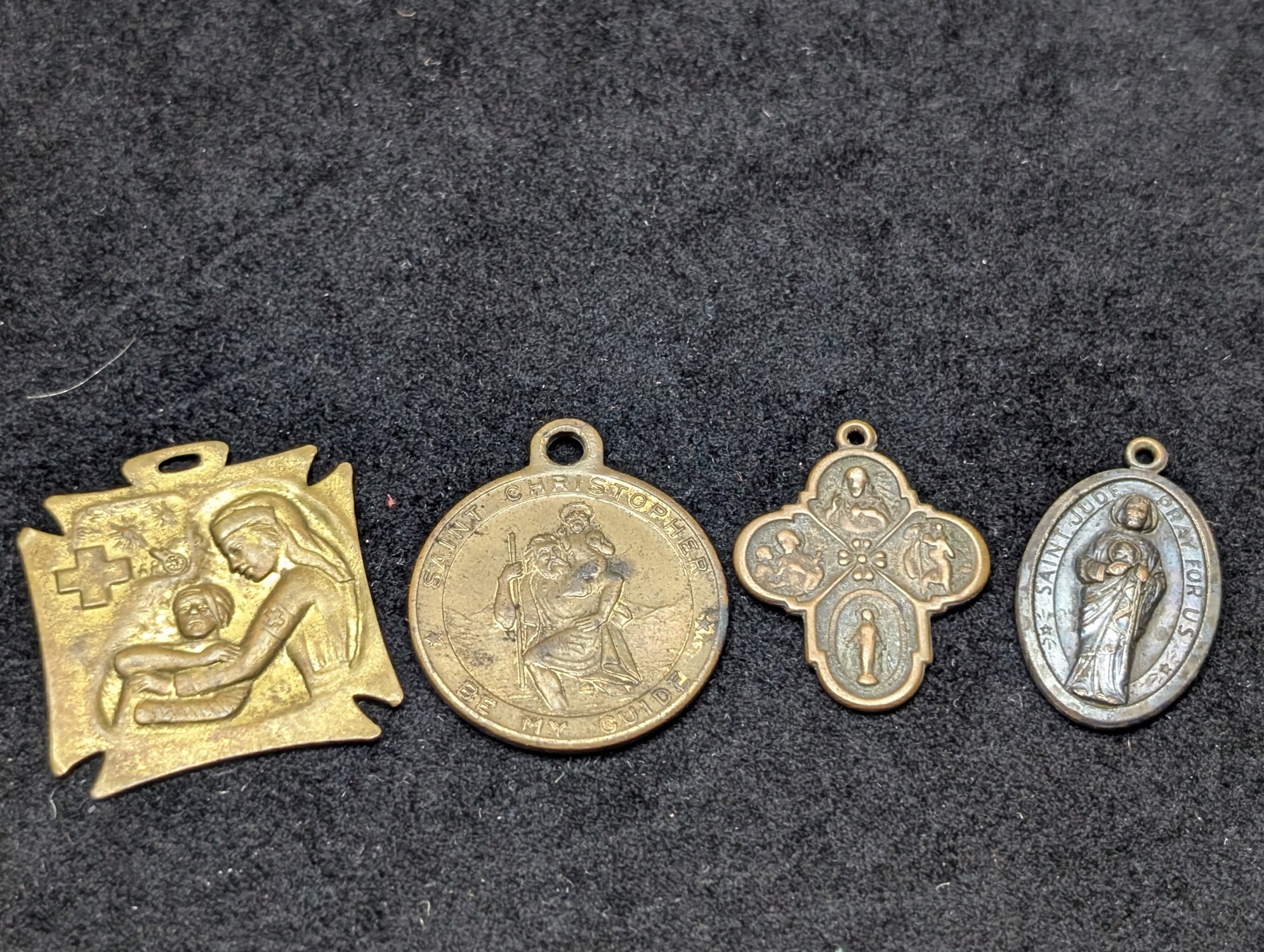 (9) Religious Devotional Medals and Pins, Base Metal