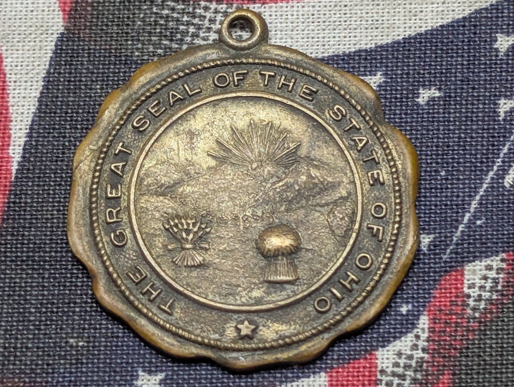 State of Ohio Great Seal Bronze Pendant