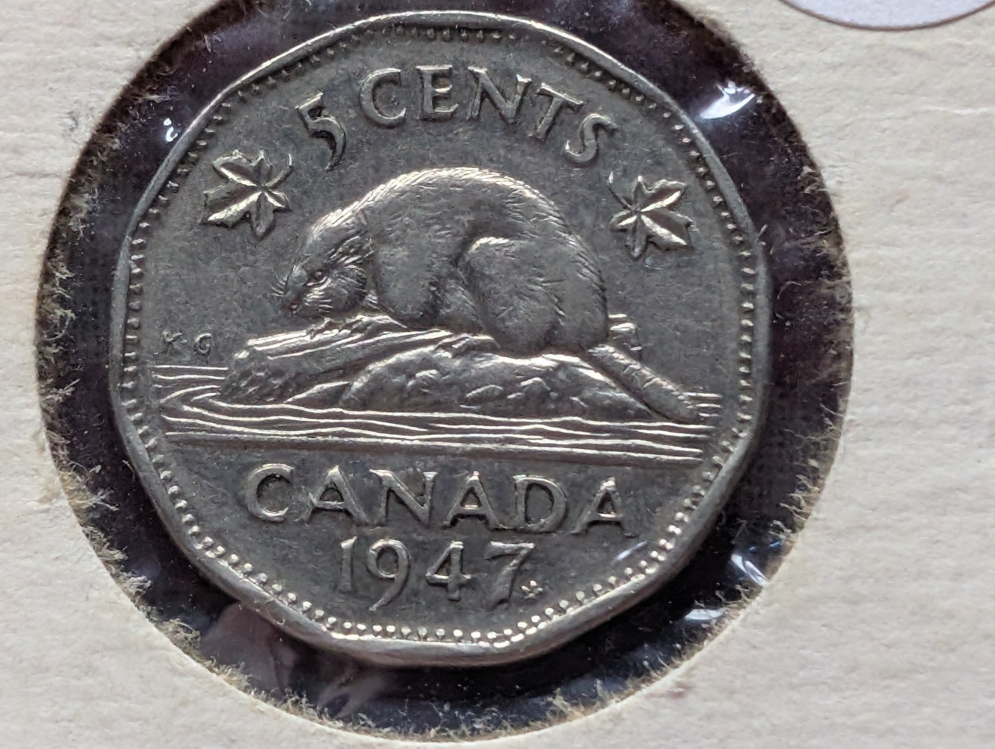 (2) 1947 Canada 5 Cents, Maple Leaf Variety