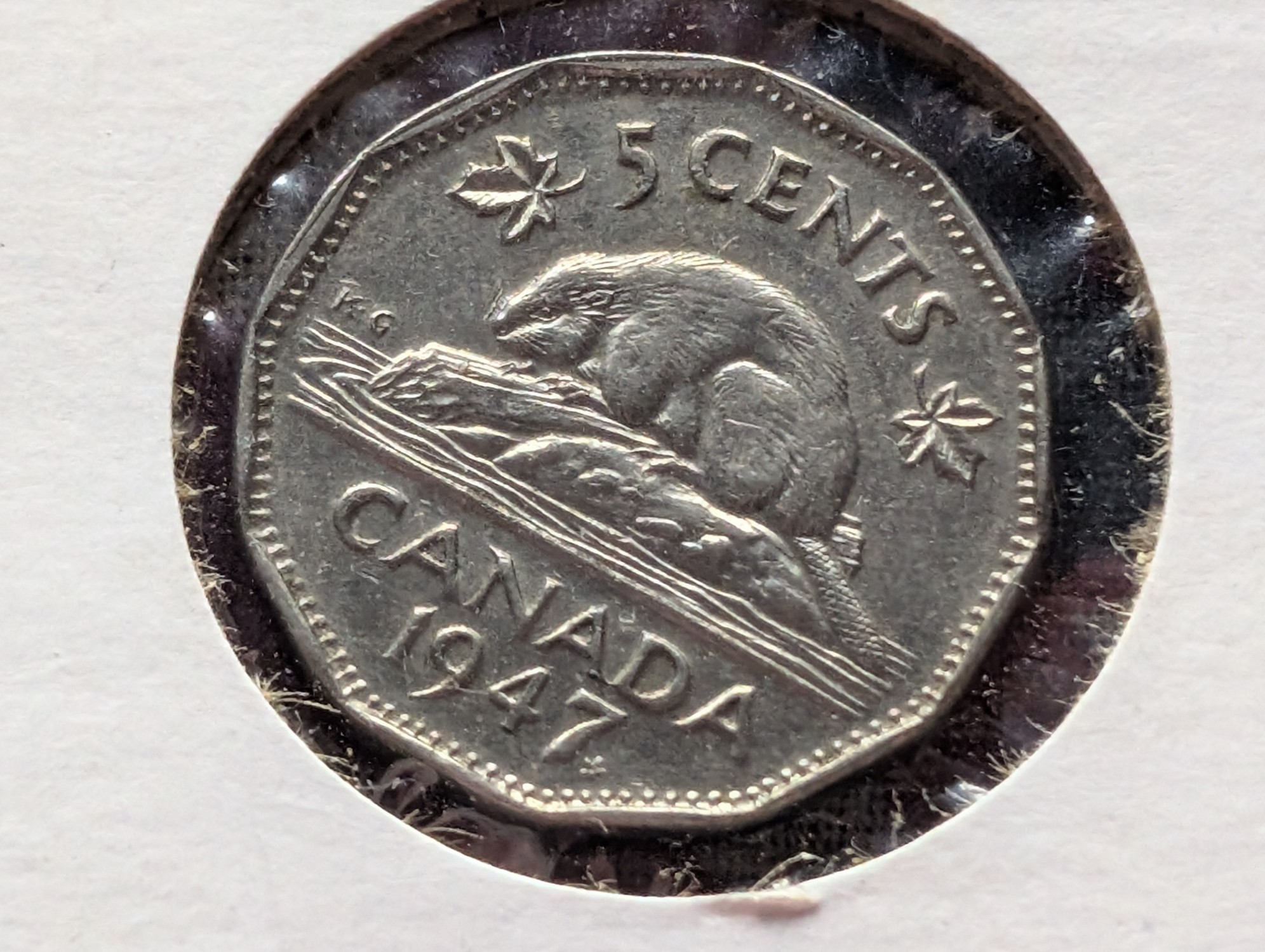 (2) 1947 Canada 5 Cents, Maple Leaf Variety
