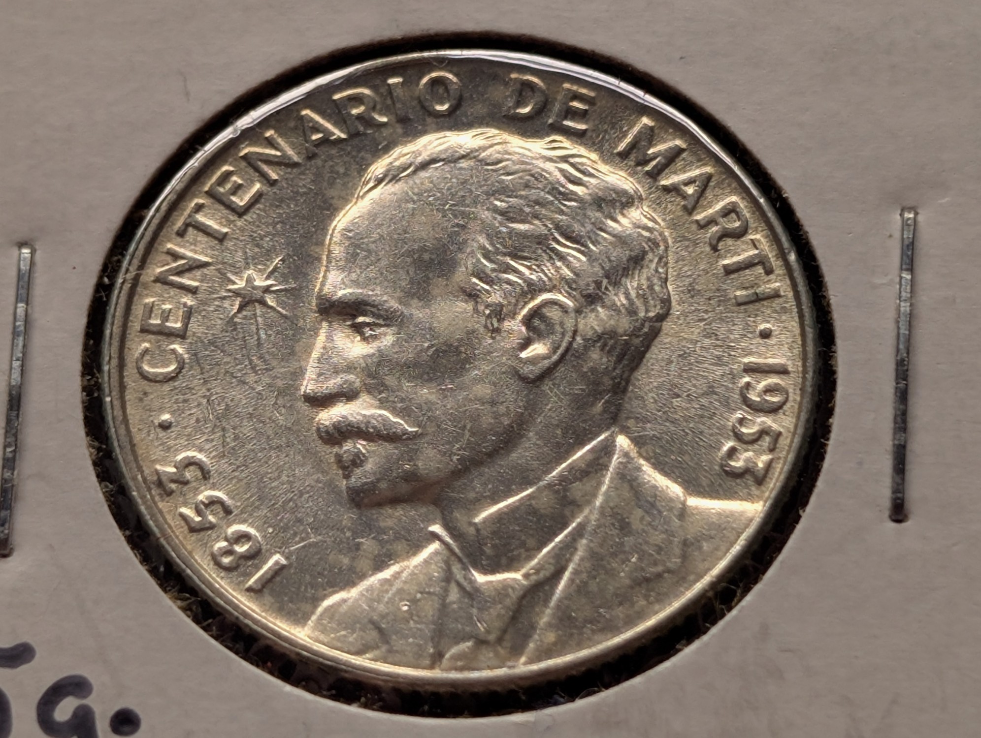 1953 Caribbean 25 Centavos, 90% Silver, 6.25g, KM-27