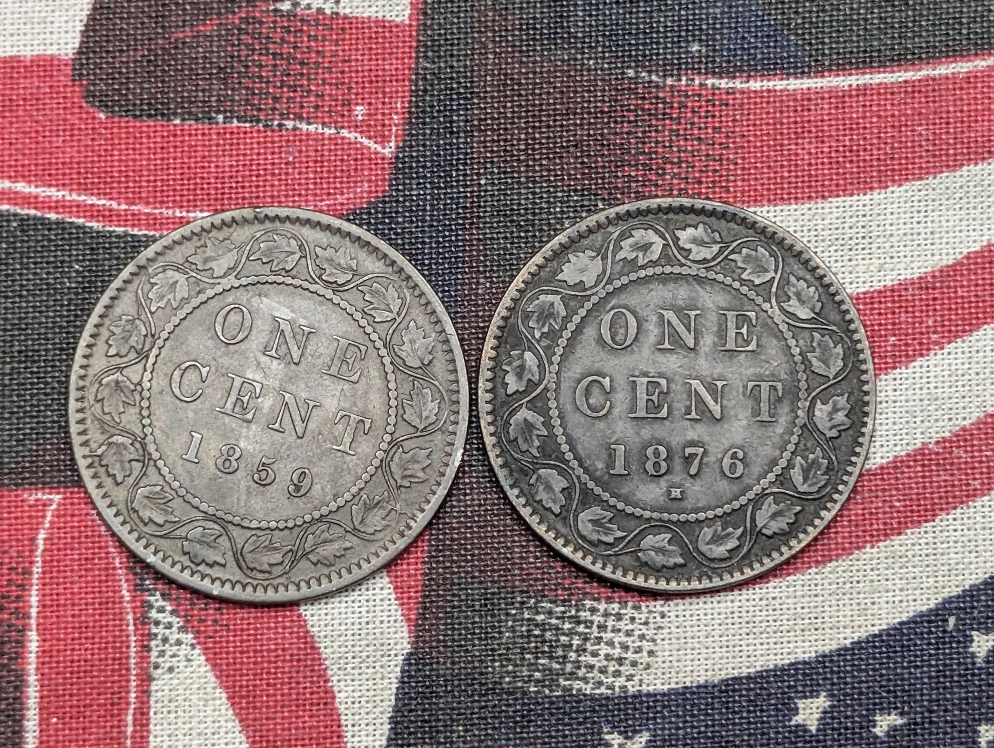 1859, 1876-H, and 1886 Canada Large Cents