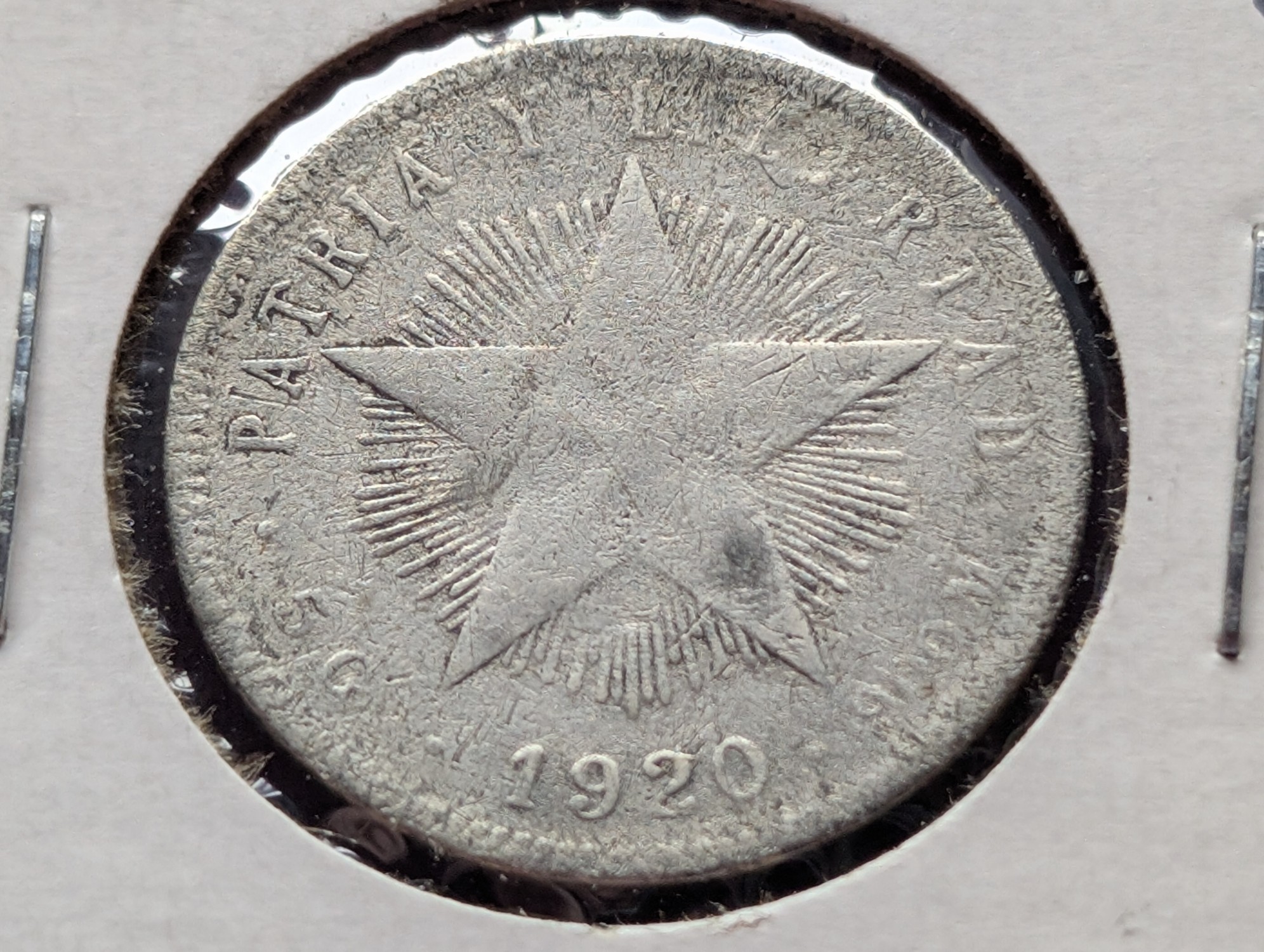 1920 Caribbean 20 Centavos, .900 Silver, KM-13.2