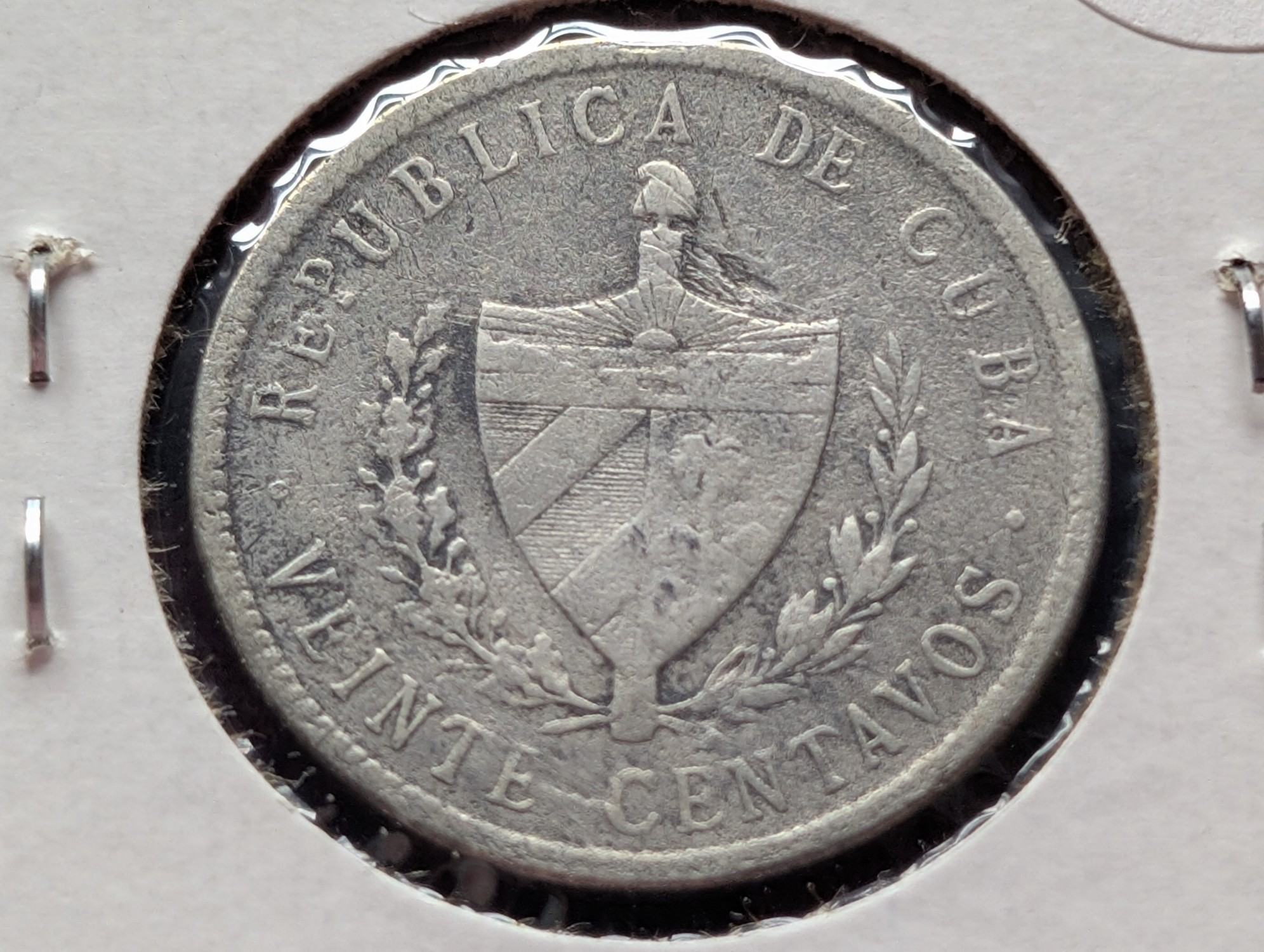 1920 Caribbean 20 Centavos, .900 Silver, KM-13.2