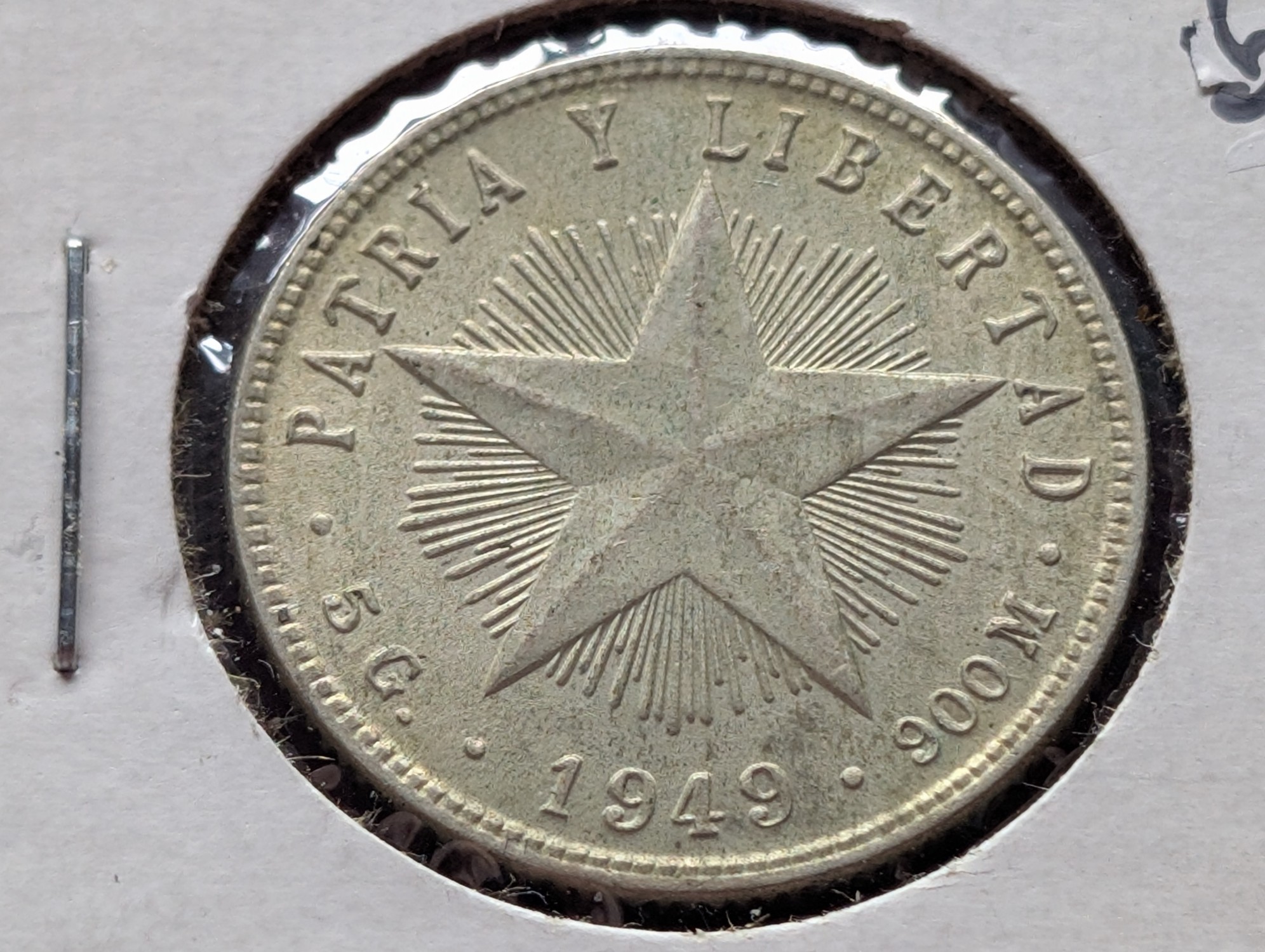 1949 Caribbean 20 Centavos, .900 Silver, KM 13.2