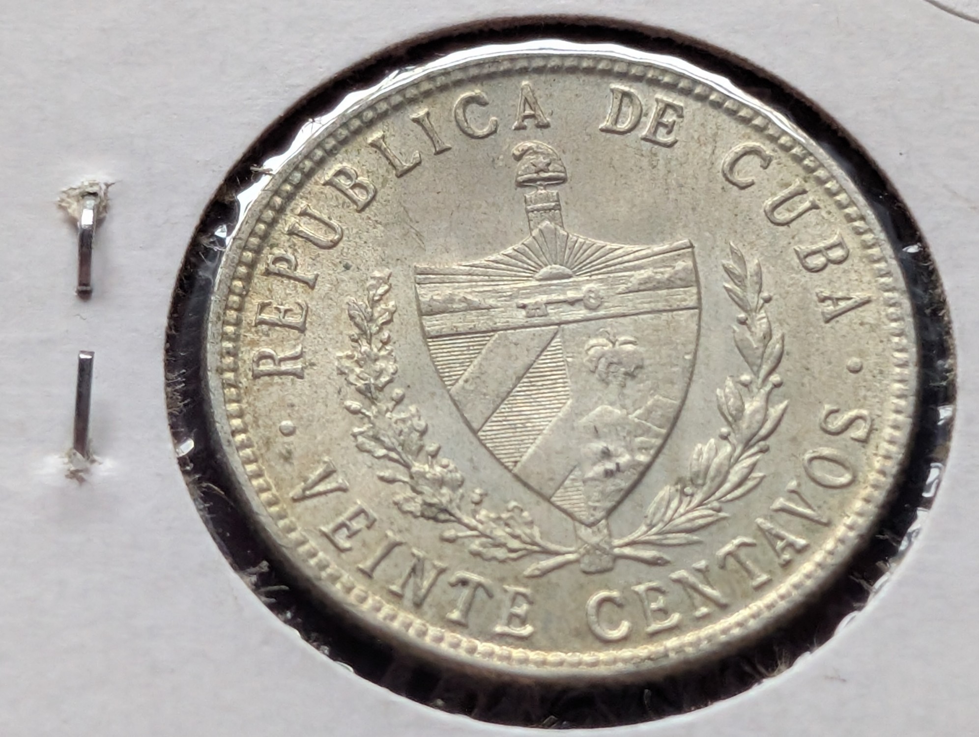1949 Caribbean 20 Centavos, .900 Silver, KM 13.2