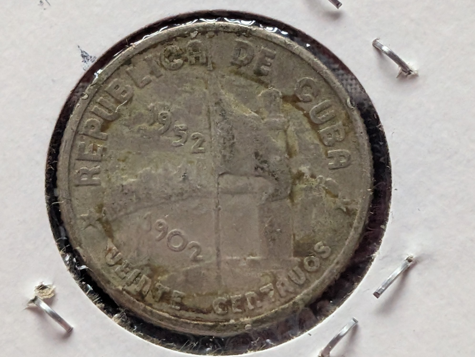 1952 Caribbean 20 Centavos, .900 Silver, KM-24