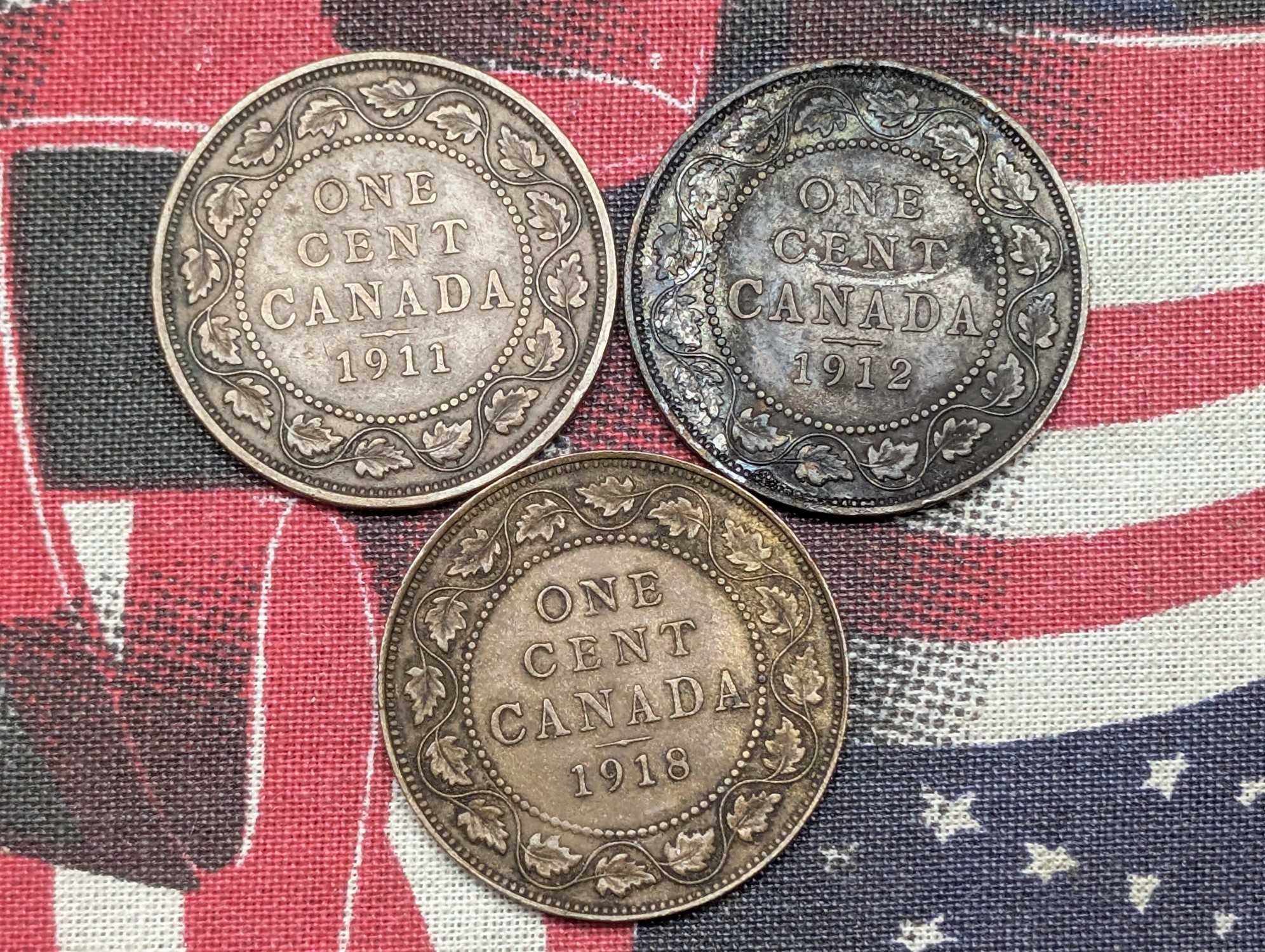 1911, 1912 & 1918 Canada Large Cents