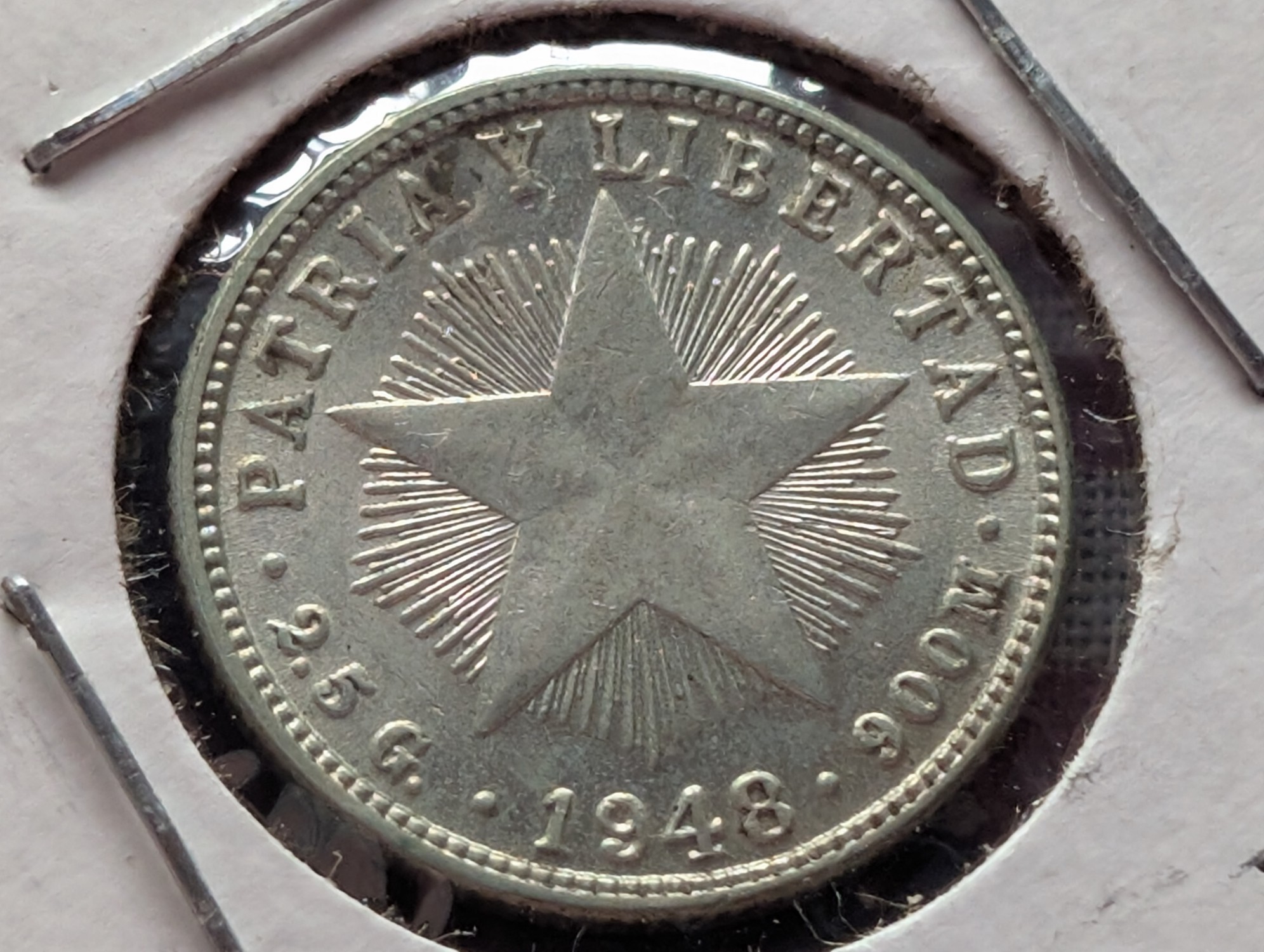 1948 Caribbean 10 Centavos, 90% Silver, KM A12, AU, 2.56g