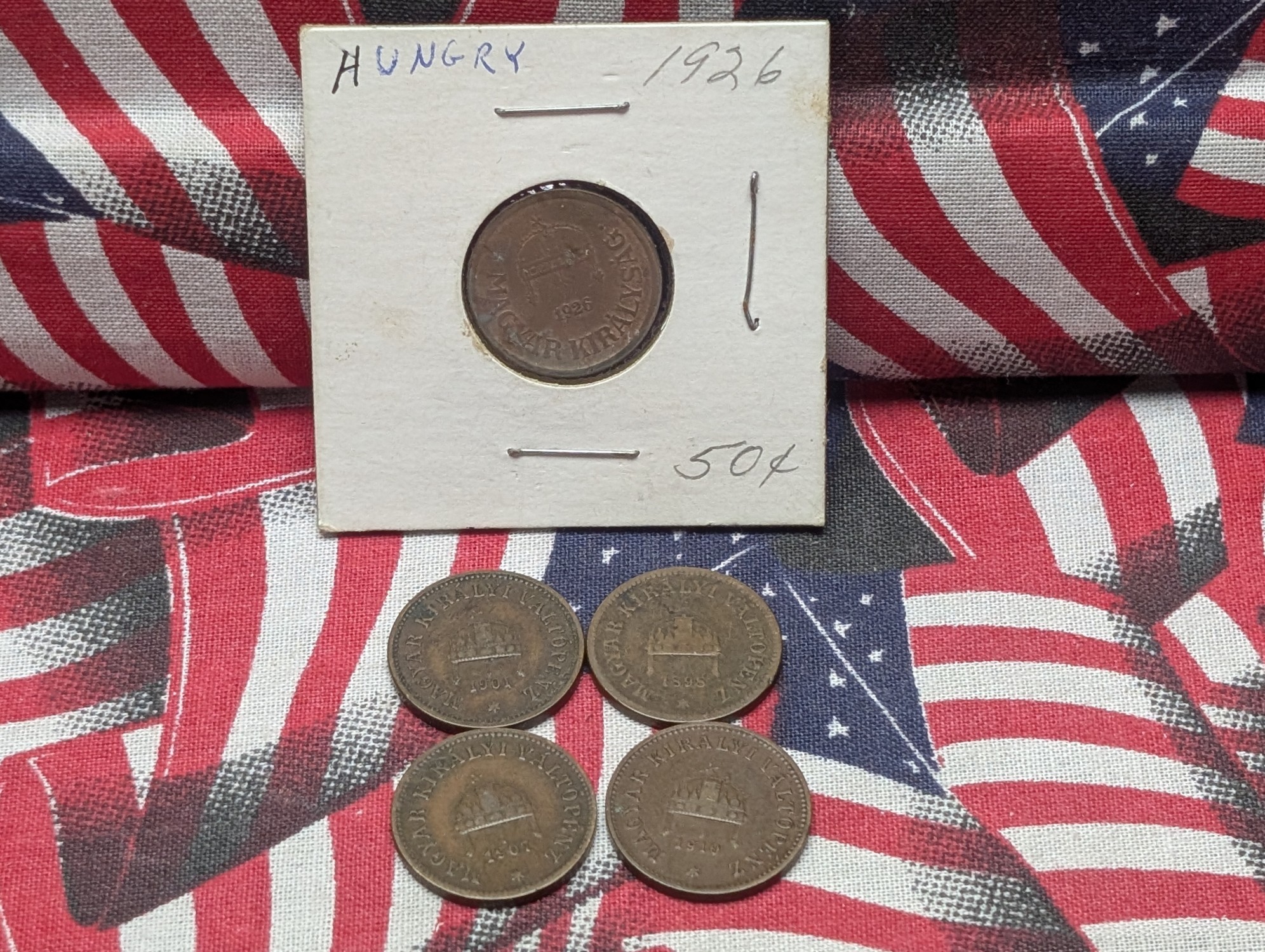 1898, 1901, 1907, 1910, 1926 Hungary 2 Fillér, Bronze