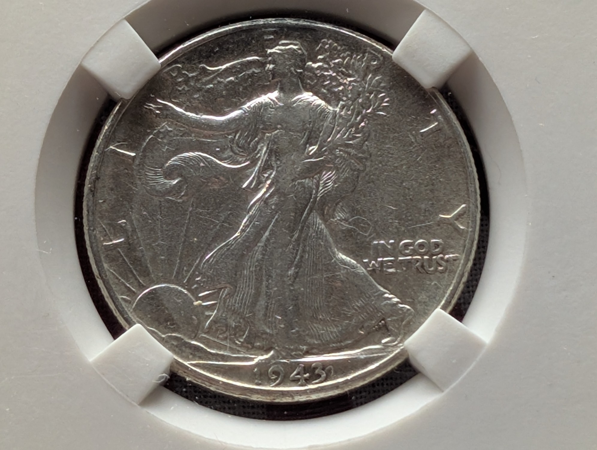 1943 Walking Liberty 90% Silver Half Dollar - Slabbed Genuine - Battle of Attu May 11-30th, 1943