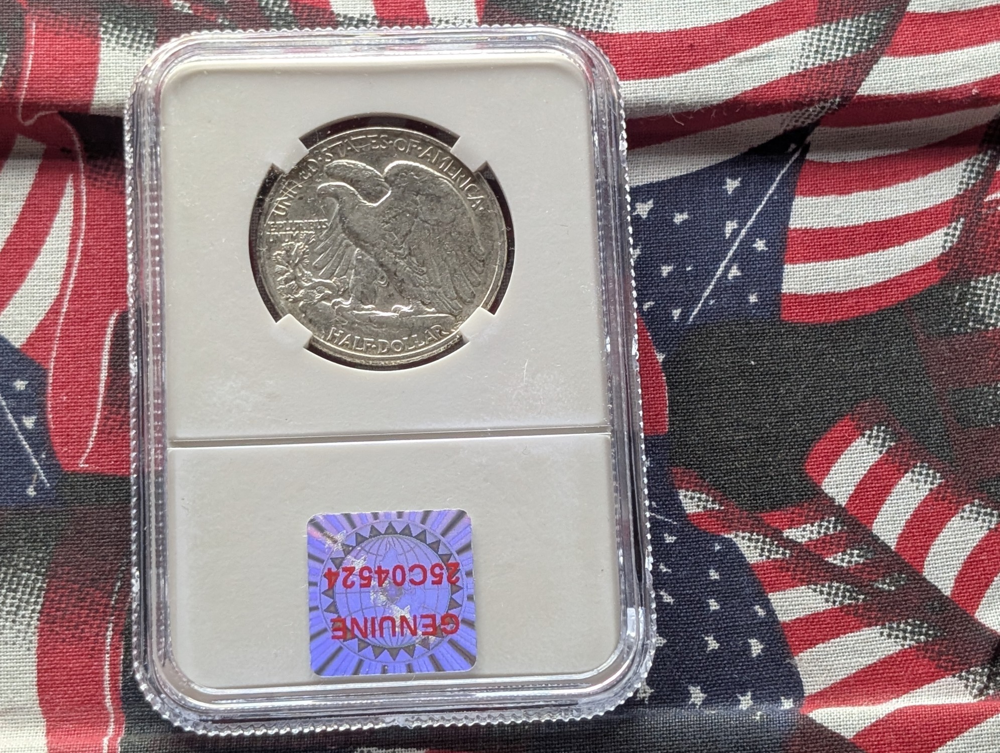 1943 Walking Liberty 90% Silver Half Dollar - Slabbed Genuine - Battle of Attu May 11-30th, 1943