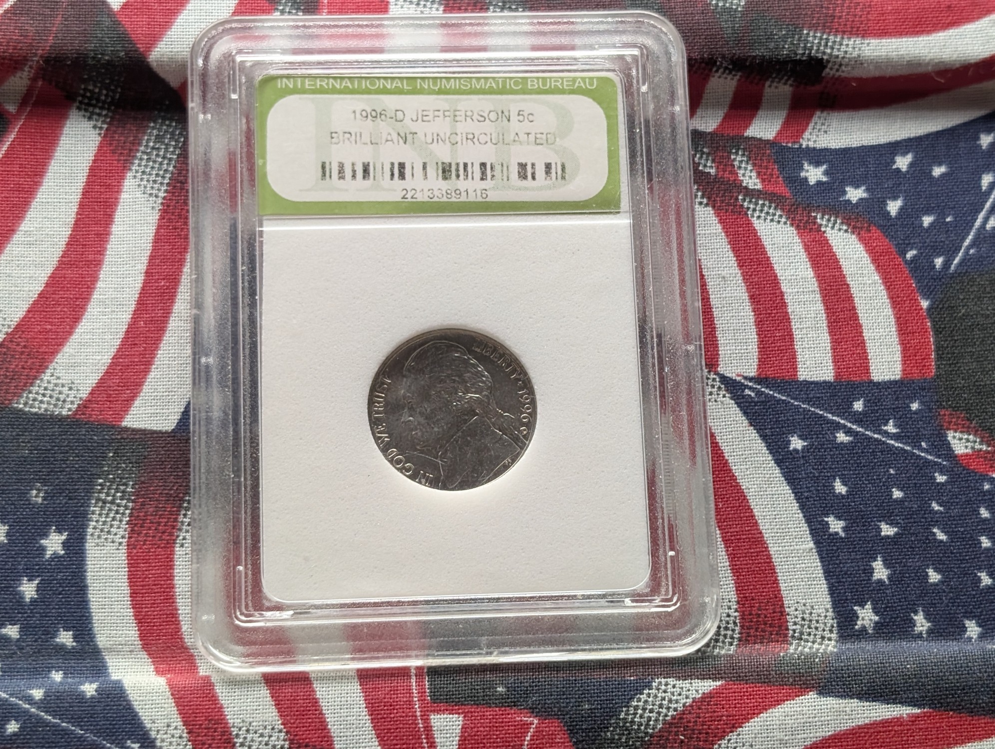1996-D Jefferson Nickel - Slabbed International Numismatic Bureau BU