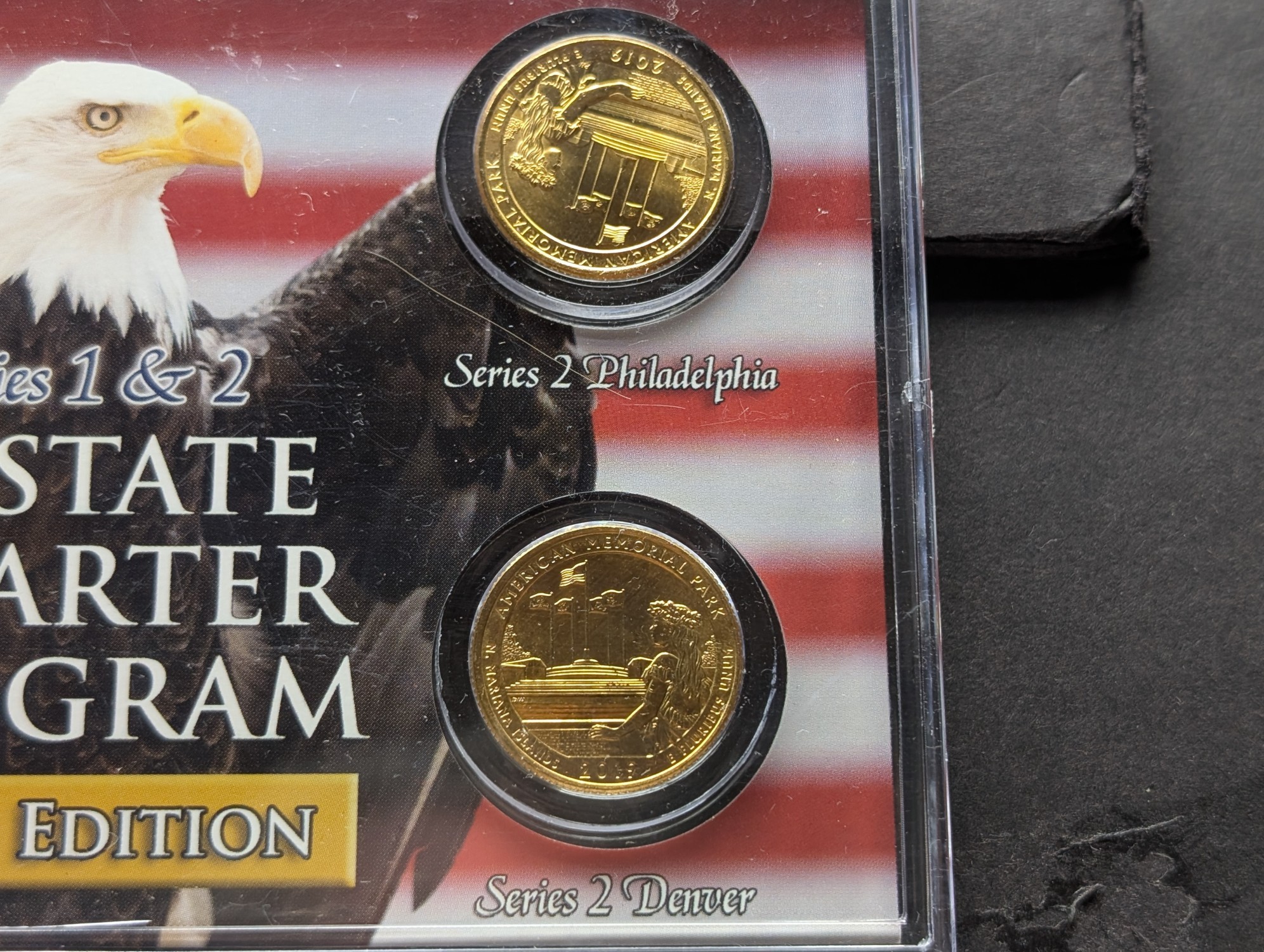 Gold (LAYERED) P&D Mint 2009 Northern Mariana Islands U.S. Territory & 2019 American Memorial Park National Historic Quarter 4-Coin Collecti