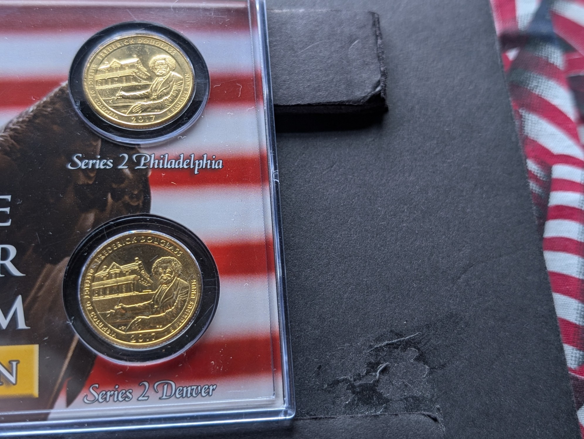 Gold (LAYERED) P&D Mint 2009 District of Columbia U.S. Territory & 2017 Frederick Douglass National Historic Quarter 4-Coin Collection in Pr