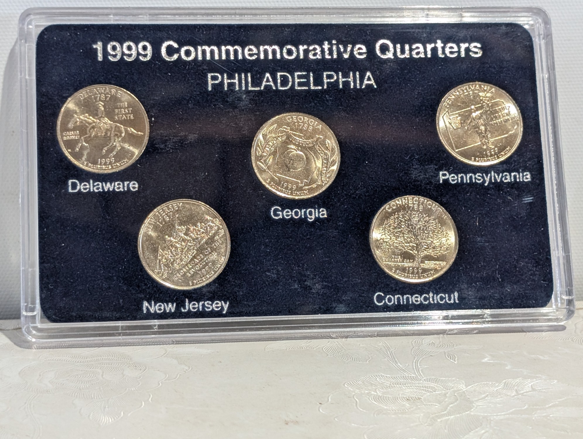 1999, 2001-2004, 2007, & 2008 Philadelphia Mint Statehood Quarter Collections in Display w/ COA (7 Sets)