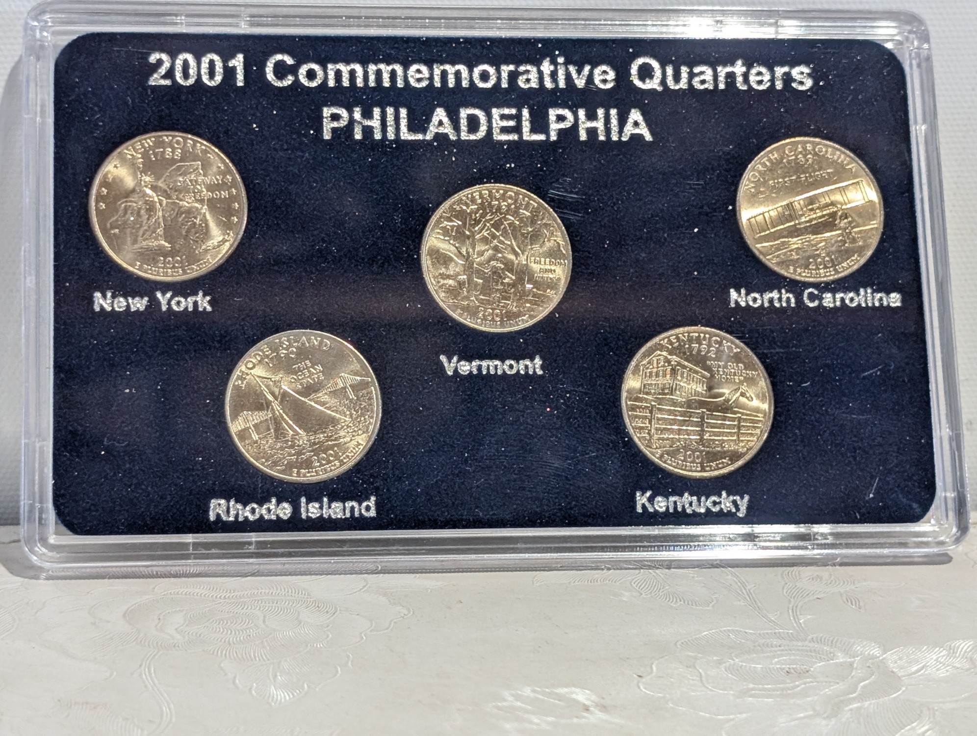 1999, 2001-2004, 2007, & 2008 Philadelphia Mint Statehood Quarter Collections in Display w/ COA (7 Sets)