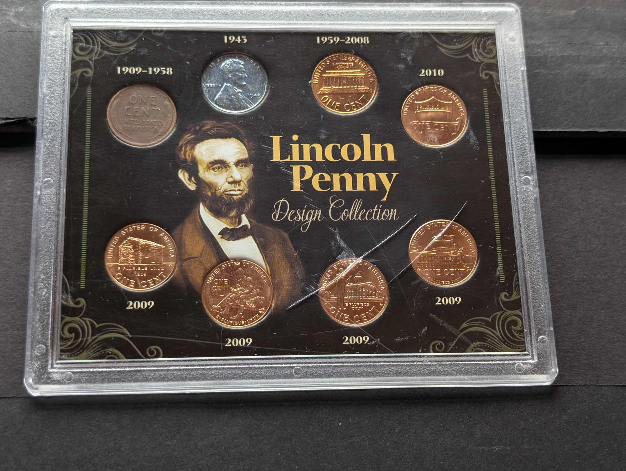Lincoln Cent Design Collection in Display w/ COA, Eight Coins