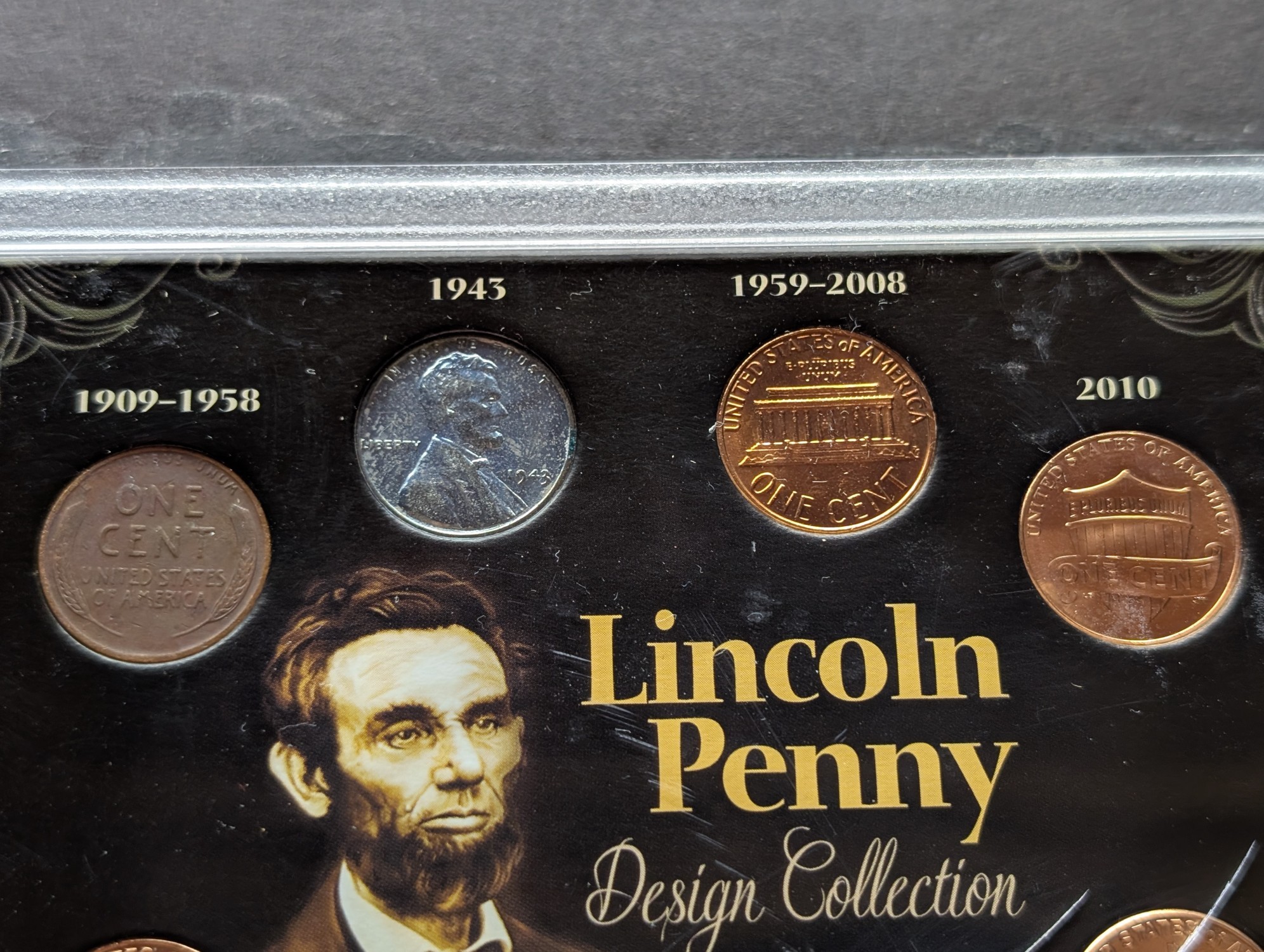 Lincoln Cent Design Collection in Display w/ COA, Eight Coins