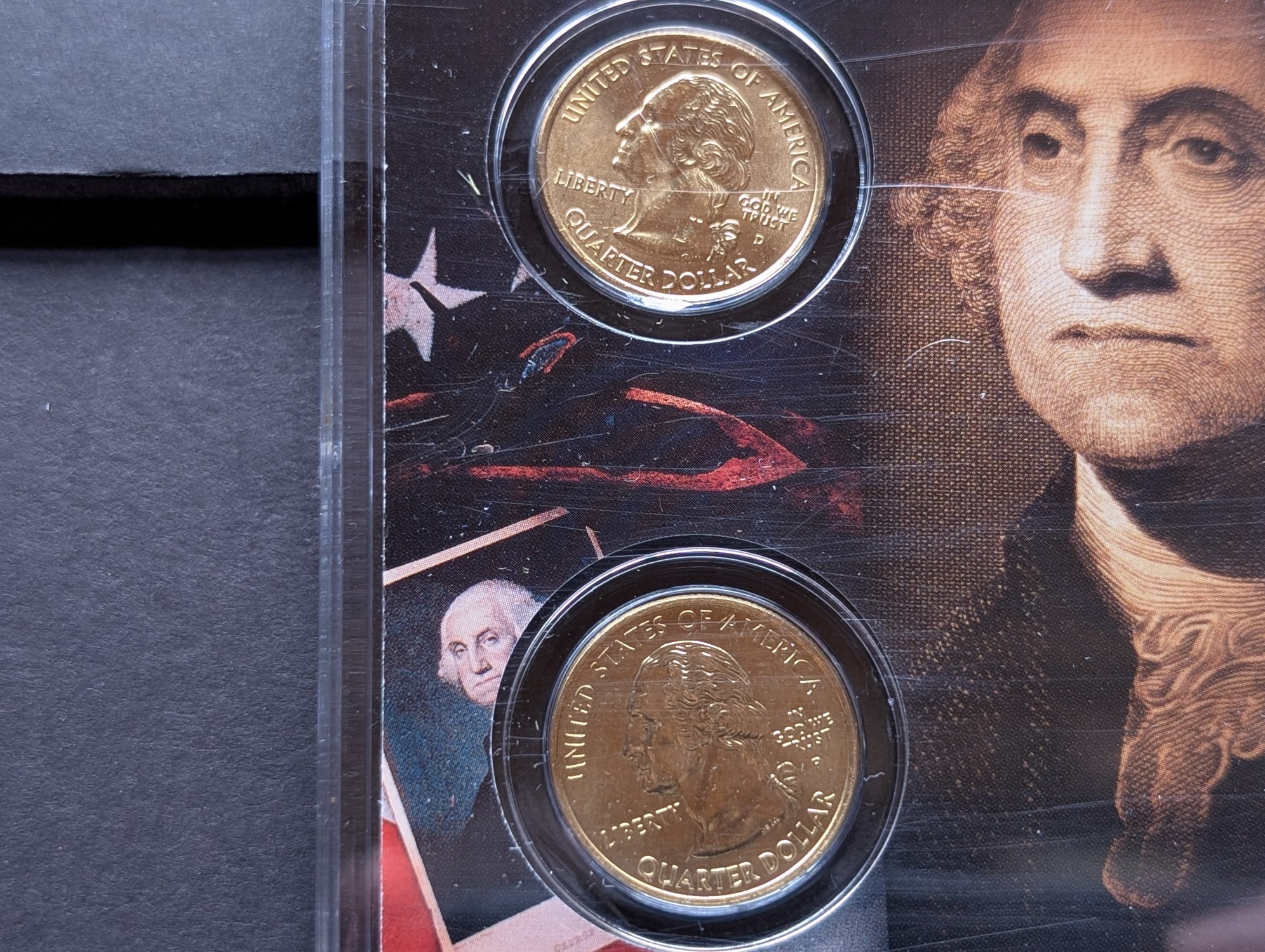 Gold (LAYERED) P&D Mint 2005 California Statehood & 2010 Yosemite ATB Park Quarter 4-Coin Collection in Protective Plastic Case w/ COA