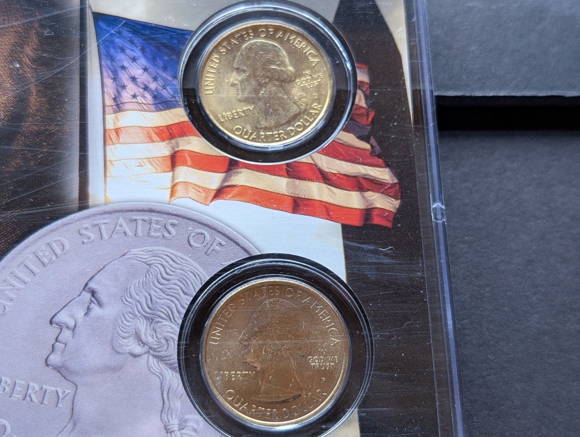 Gold (LAYERED) P&D Mint 2005 California Statehood & 2010 Yosemite ATB Park Quarter 4-Coin Collection in Protective Plastic Case w/ COA