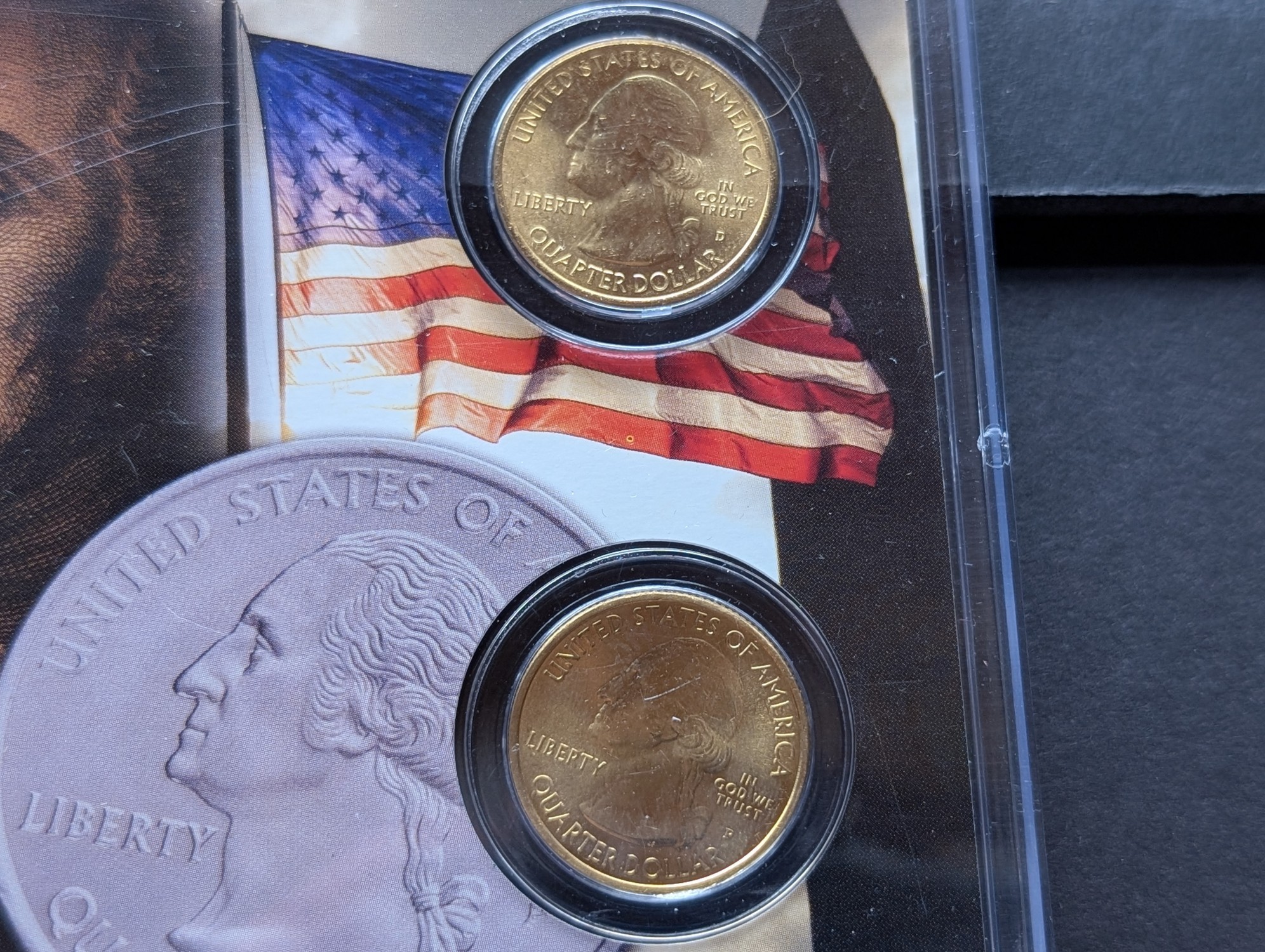 Gold (LAYERED) P&D Mint 2006 Colorado Statehood & 2014 Great Sand Dunes ATB Park Quarter 4-Coin Collection in Protective Plastic Case w/ COA