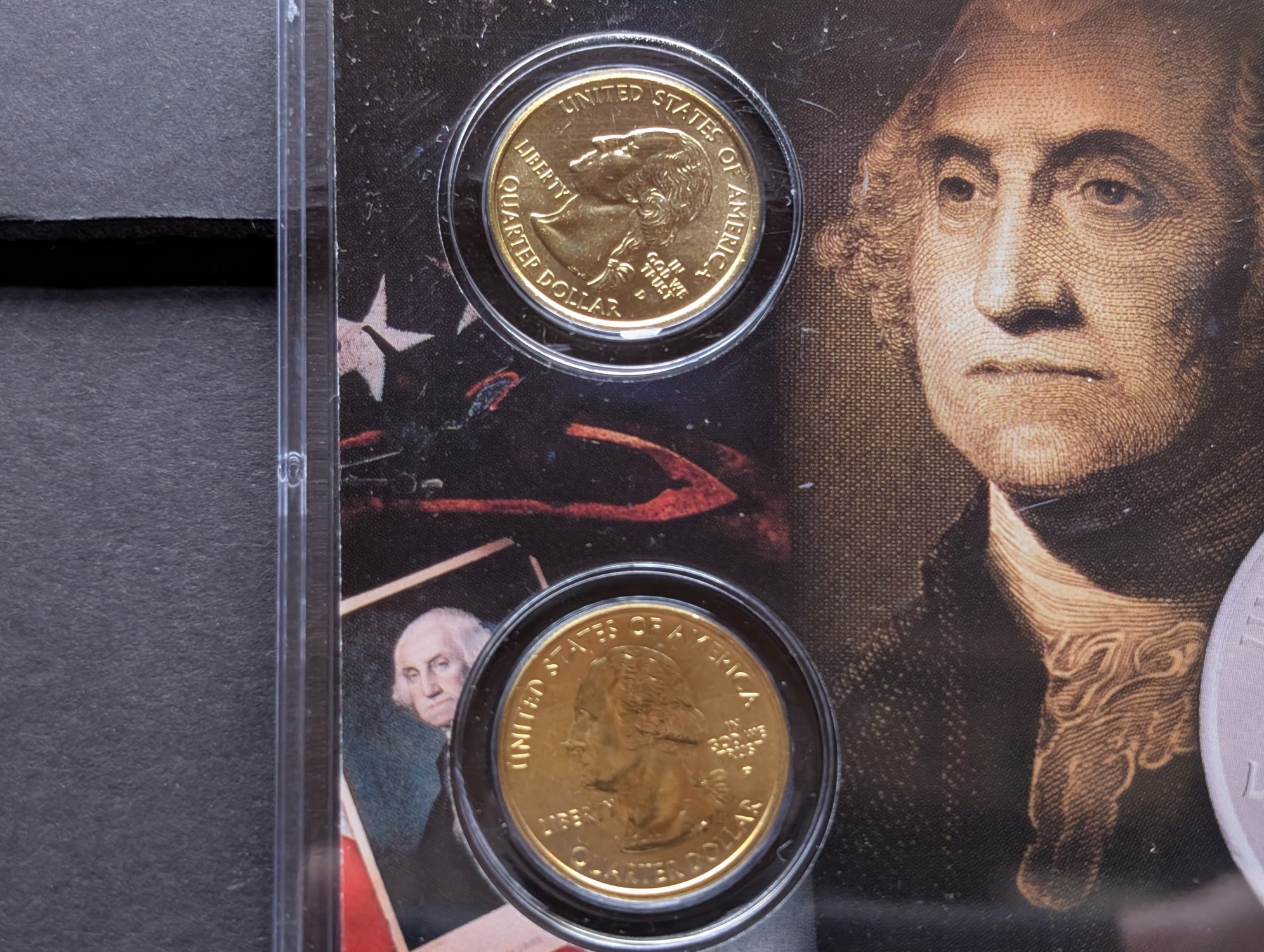 Gold (LAYERED) P&D Mint 2007 Idaho Statehood & 2019 River of No Return ATB Park Quarter 4-Coin Collection in Protective Plastic Case w/ COA