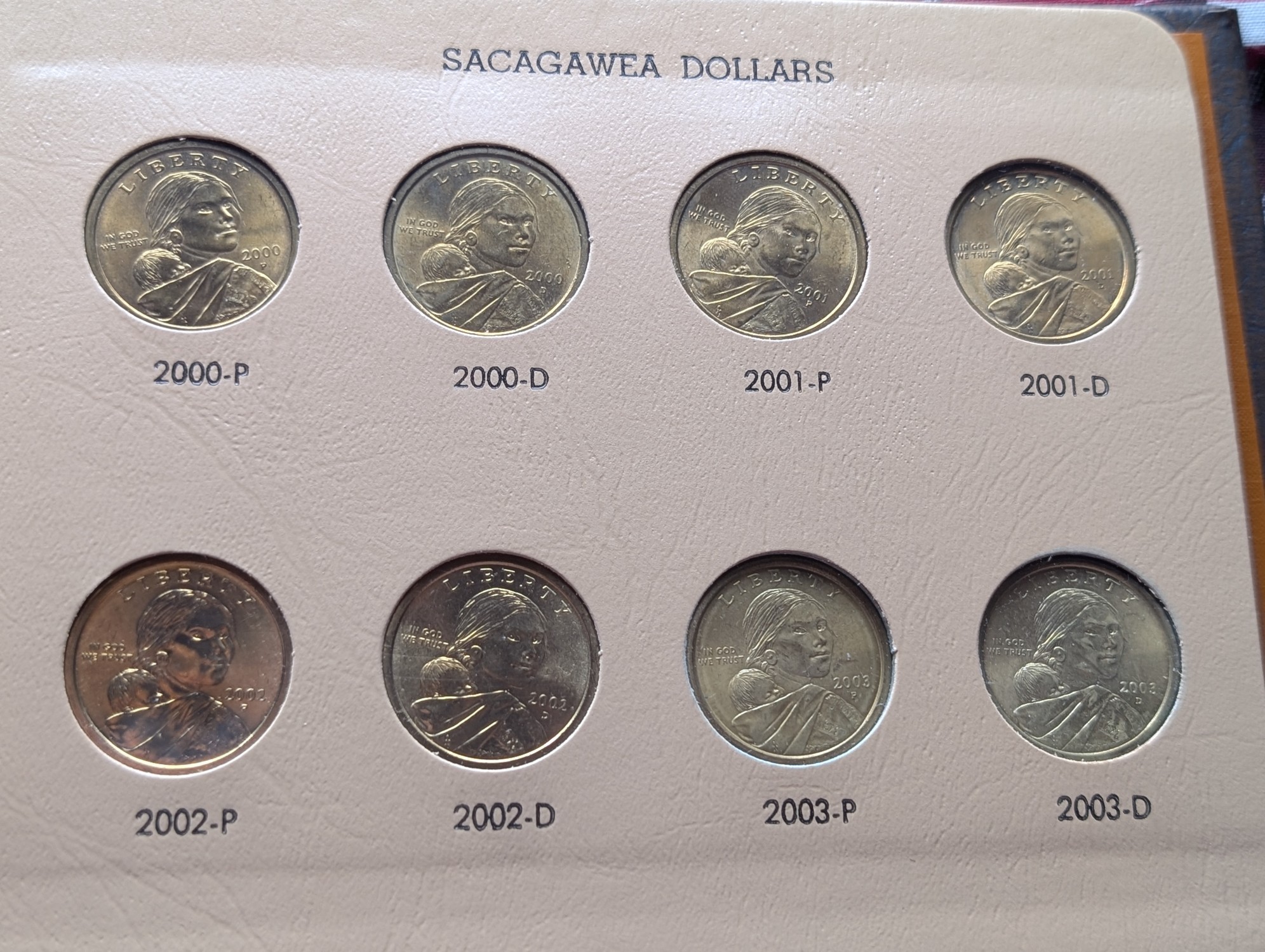 Partial 2001-2014 Sacagawea Native American Dollar Collection in Dansco Album (Almost Complete - Missing 2015), Thirty Coins Total