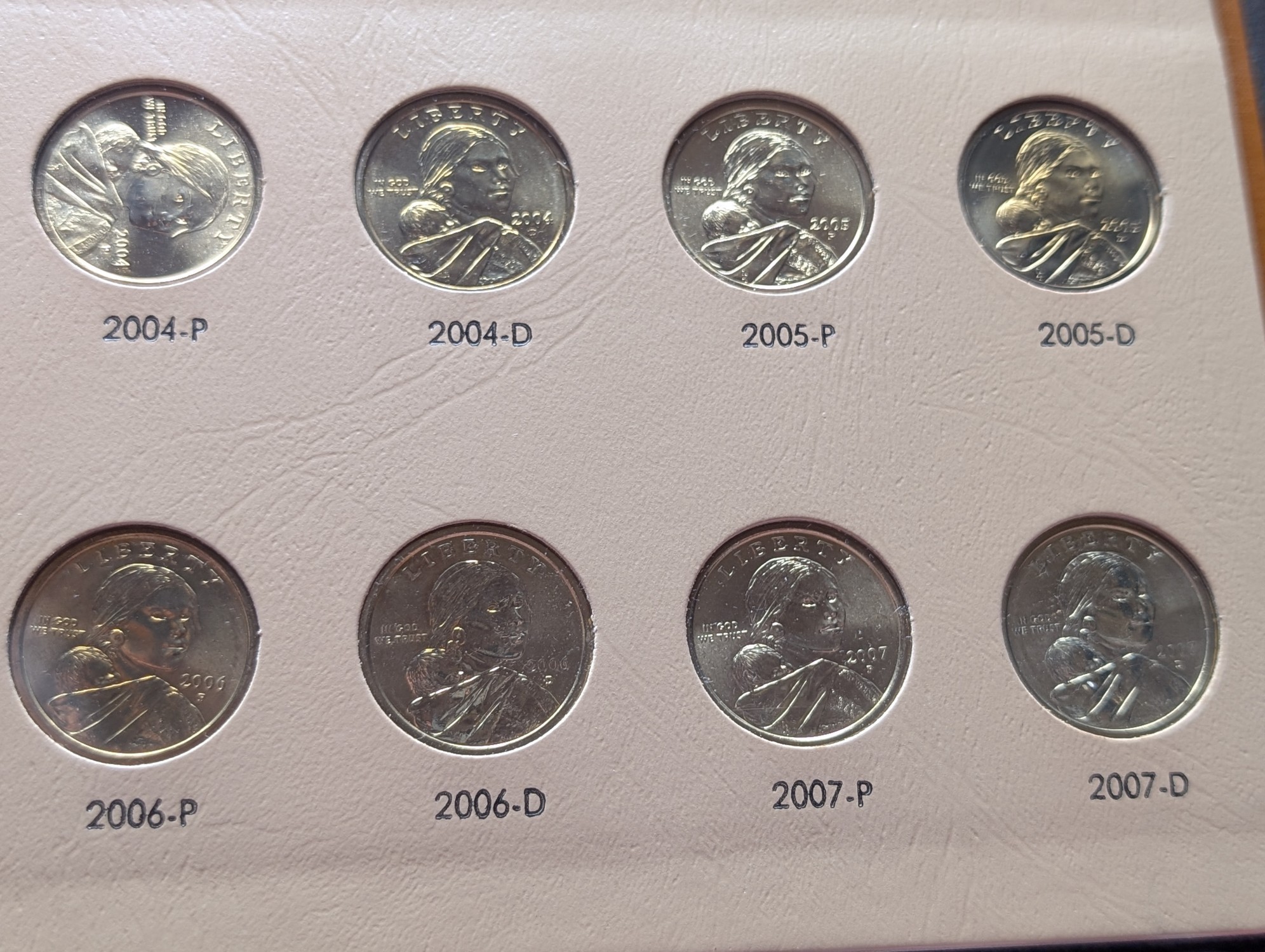 Partial 2001-2014 Sacagawea Native American Dollar Collection in Dansco Album (Almost Complete - Missing 2015), Thirty Coins Total