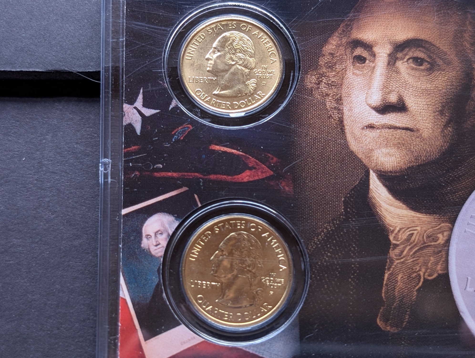 Gold (LAYERED) P&D Mint 2007 Montana Statehood & 2011 Glacier ATB Park Quarter 4-Coin Collection in Protective Plastic Case w/ COA