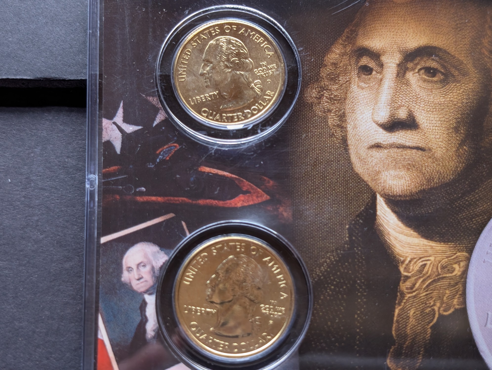 Gold (LAYERED) P&D Mint 2003 Missouri Statehood & 2017 Ozark Riverways ATB Park Quarter 4-Coin Collection in Protective Plastic Case w/ COA