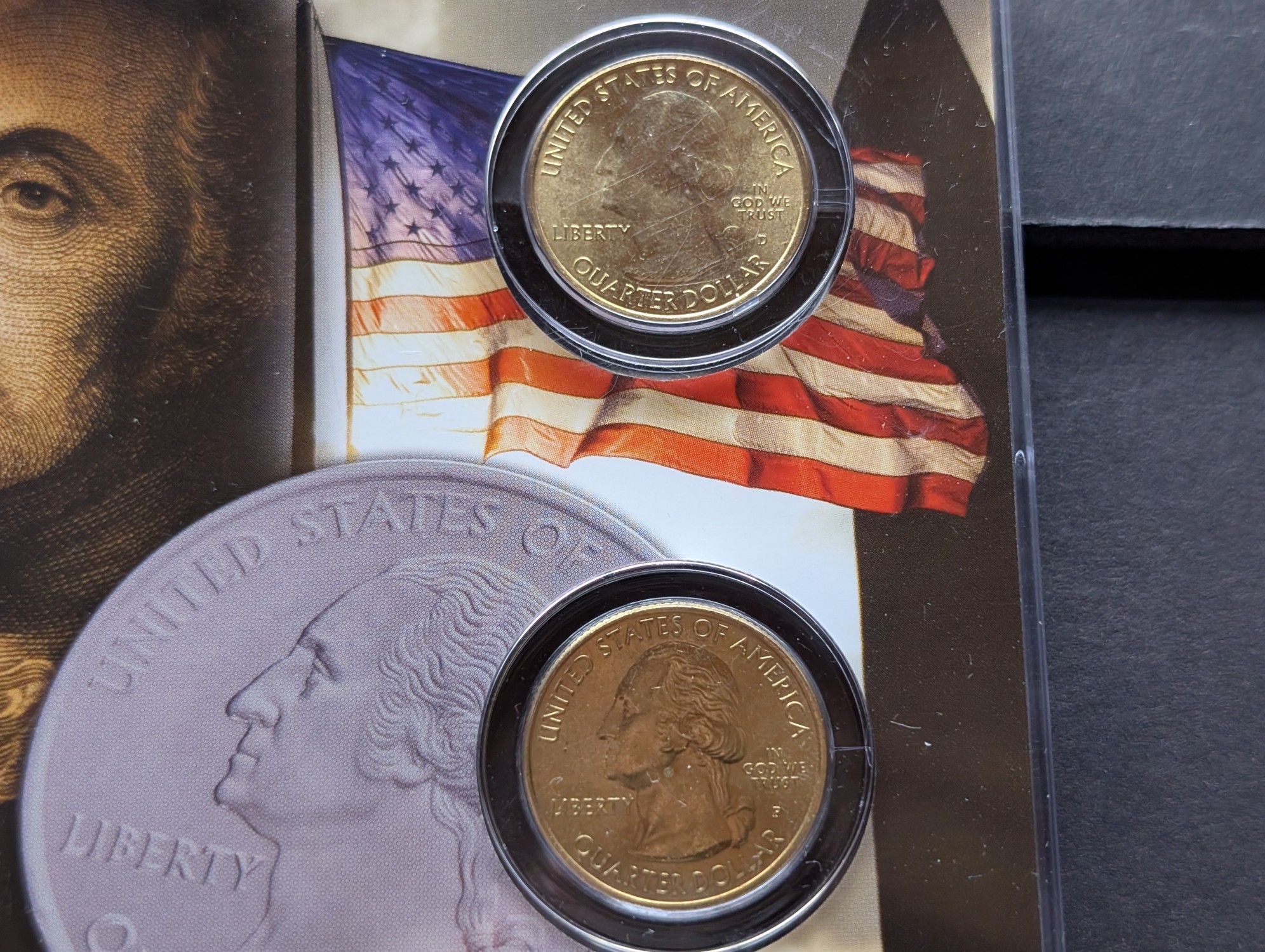 Gold (LAYERED) P&D Mint 2003 Missouri Statehood & 2017 Ozark Riverways ATB Park Quarter 4-Coin Collection in Protective Plastic Case w/ COA