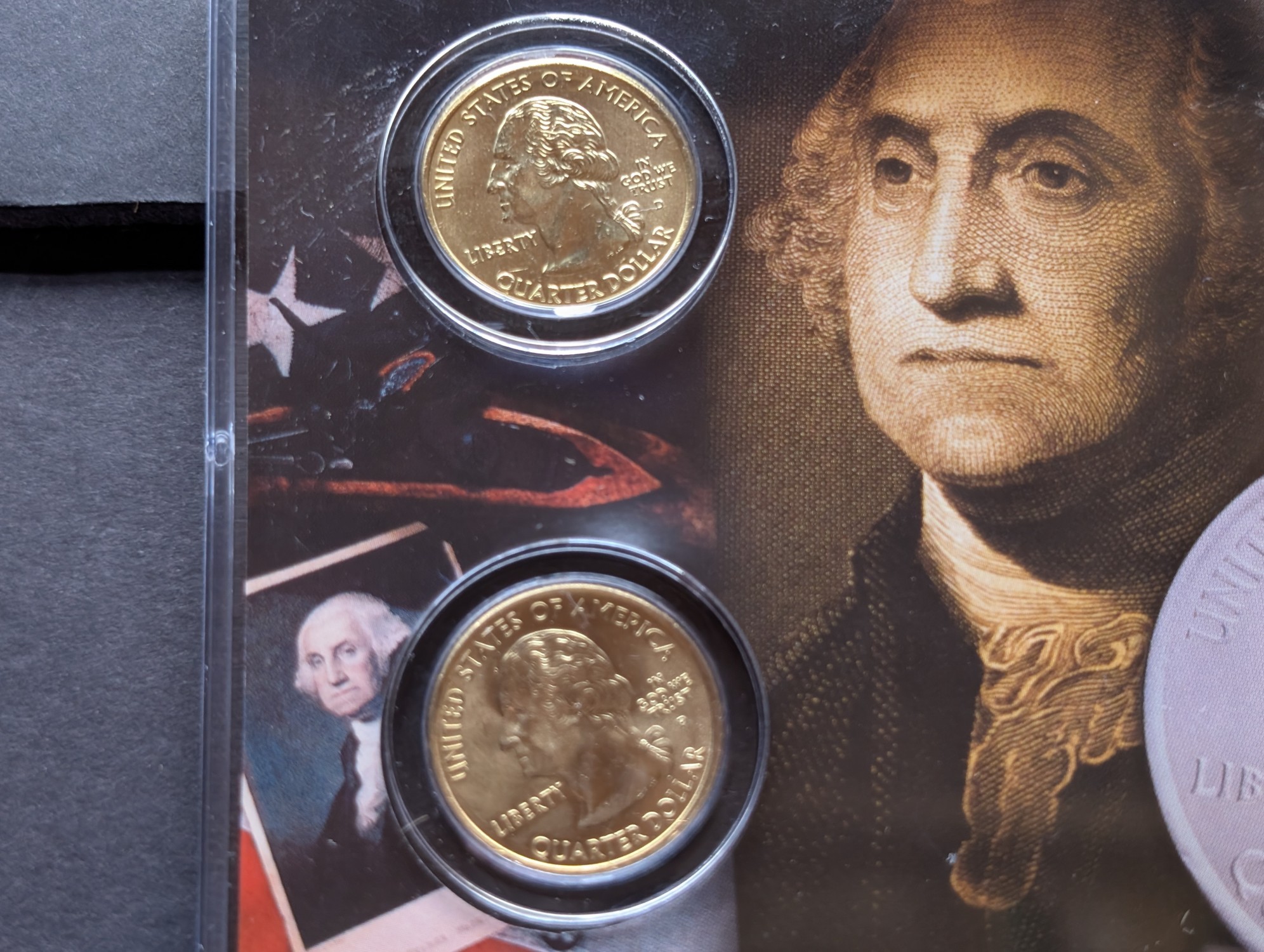 Gold (LAYERED) P&D Mint 2005 Minnesota Statehood & 2018 Voyageurs ATB Park Quarter 4-Coin Collection in Protective Plastic Case w/ COA