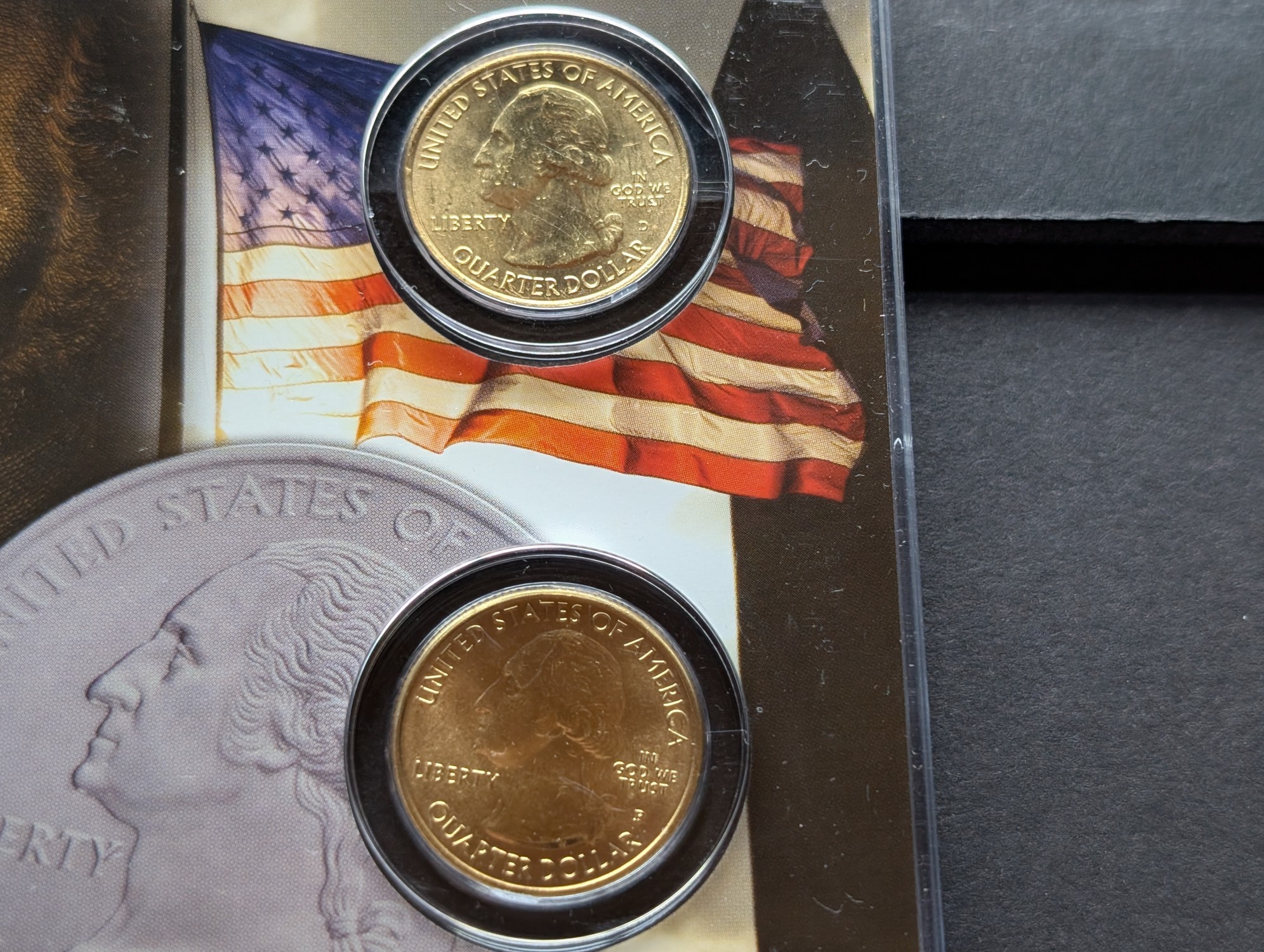 Gold (LAYERED) P&D Mint 2005 Minnesota Statehood & 2018 Voyageurs ATB Park Quarter 4-Coin Collection in Protective Plastic Case w/ COA