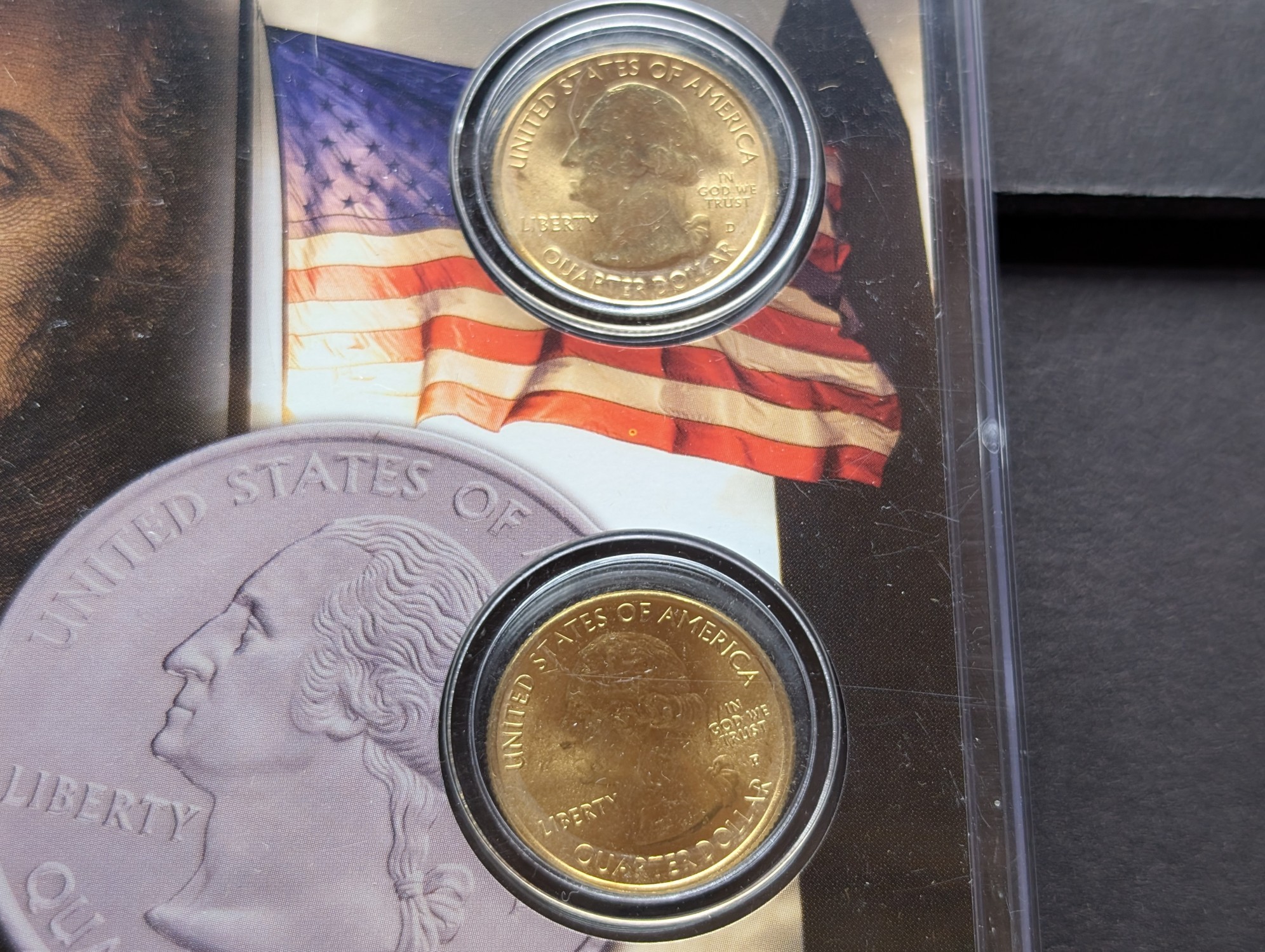 Gold (LAYERED) P&D Mint 2000 Maryland Statehood & 2013 Fort McHenry ATB Park Quarter 4-Coin Collection in Protective Plastic Case w/ COA