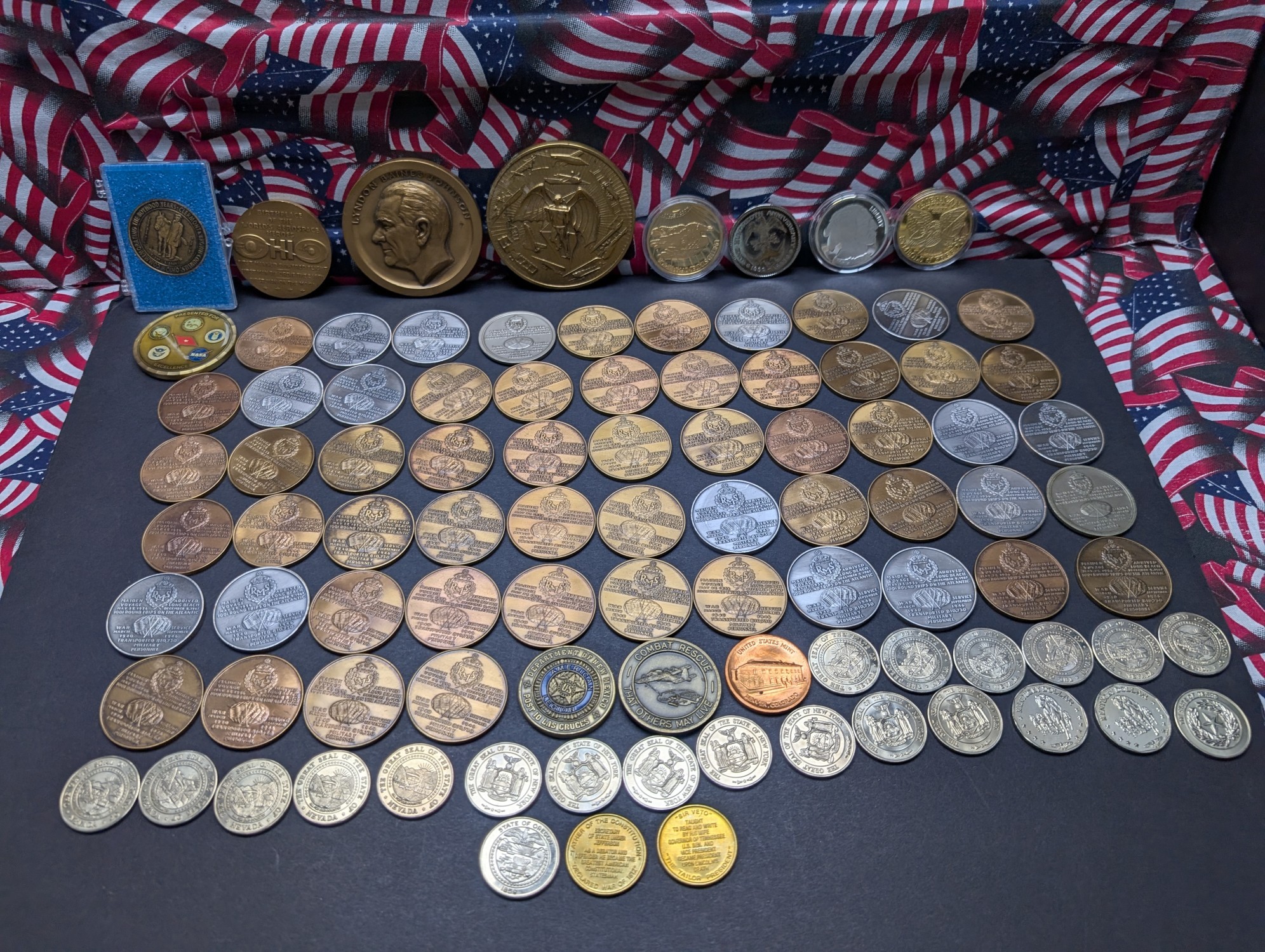 LARGE! Grab Bag of Various Vintage U.S. Commem Medals - Over 5 Pounds Total