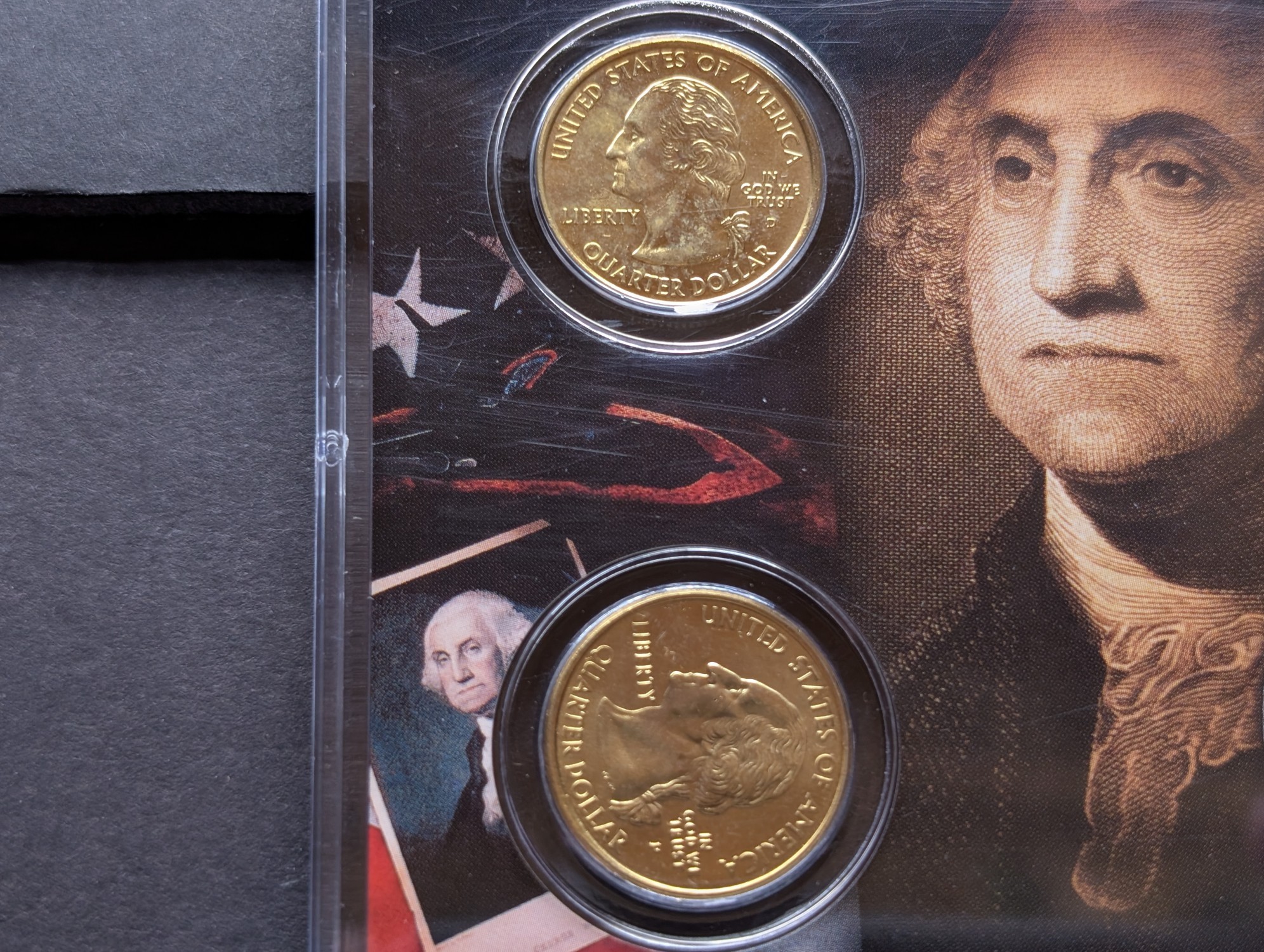 Gold (LAYERED) P&D Mint 2002 Tennessee Statehood & 2014 Great Smoky Mountains ATB Park Quarter 4-Coin Collection in Protective Plastic Case 
